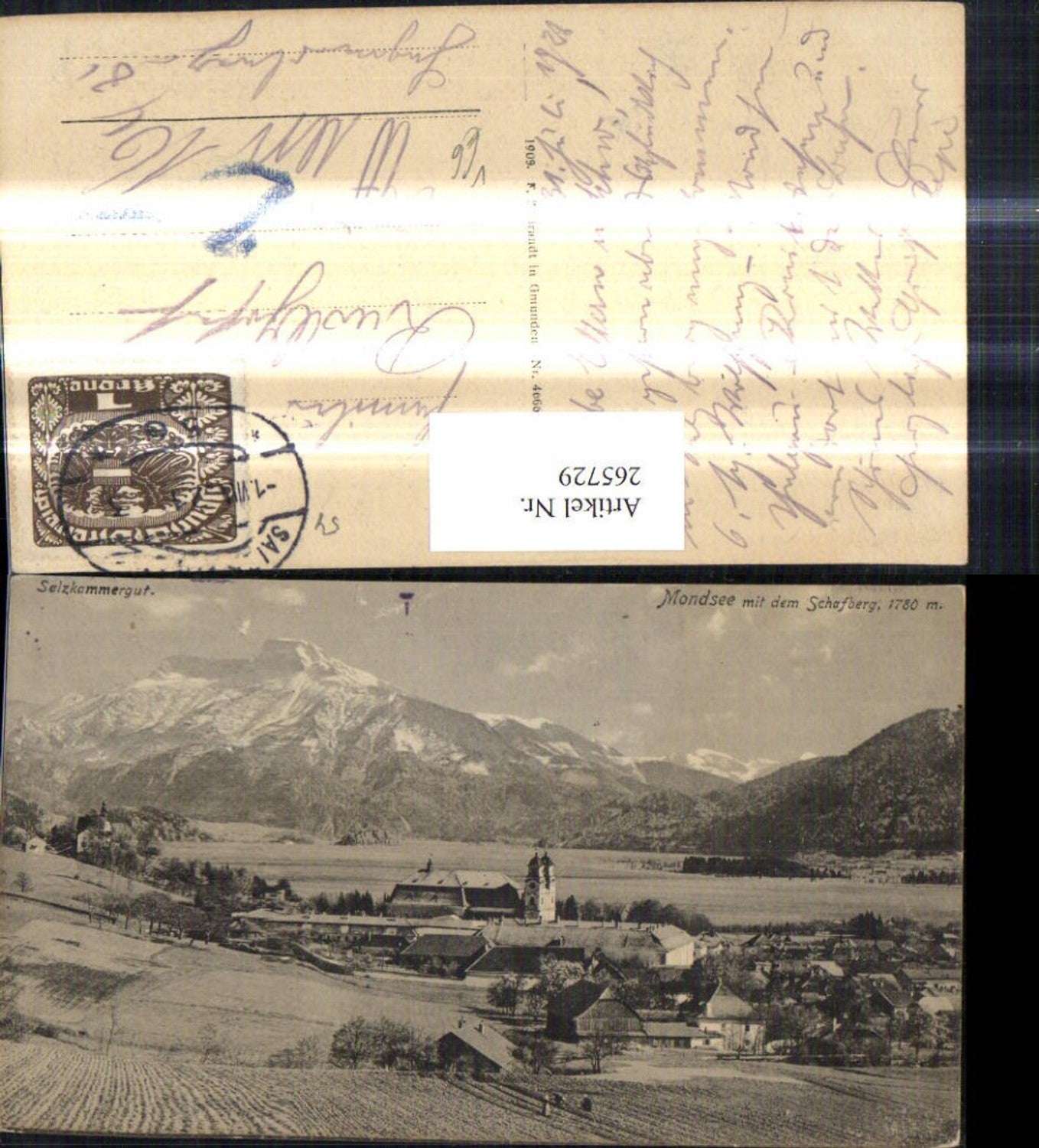 265729,Mondsee m. d. Schafberg Salzkammergut pub F. E. Brandt 4666
