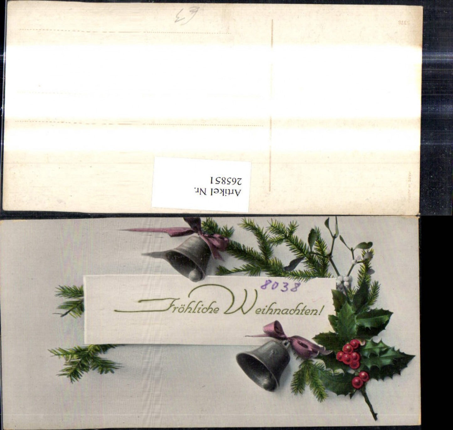 265851, Artist Ak Christmas Fir branch Bells Holly branch Mistletoe branch