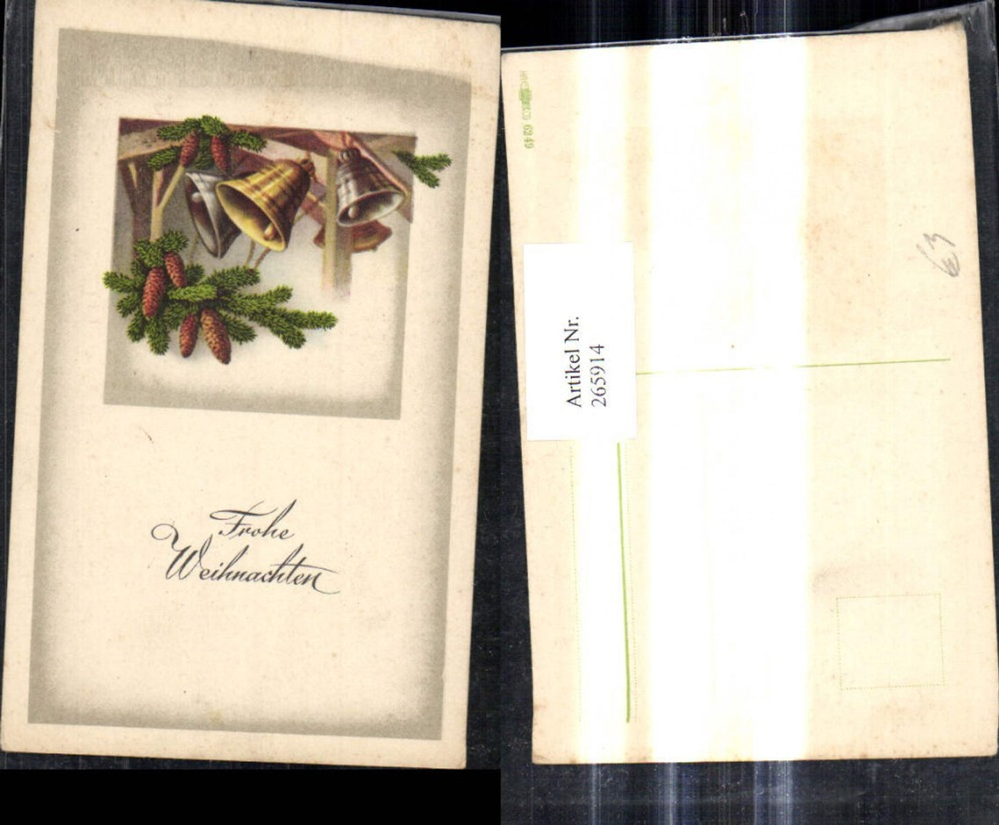 265914, Artist Ak Christmas Fir branches Bells Cones