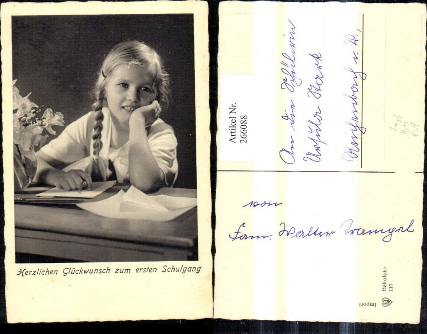 266088, First day of school, enrollment, girl with braids, writing, paper, vase, flower vase
