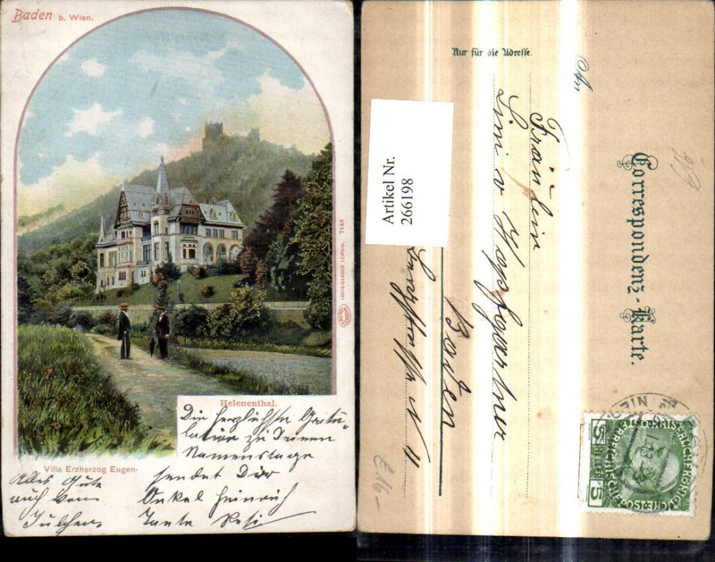 266198,Baden b. Wien Helenenthal Villa Erzherzog Eugen