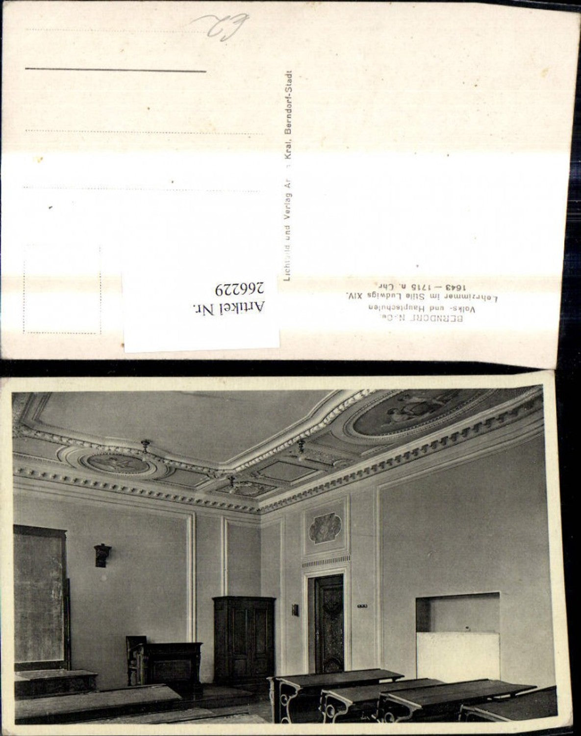 266229,Berndorf Volks u. Hauptschule Ansicht Lehrzimmer i. Stile Ludwigs XIV