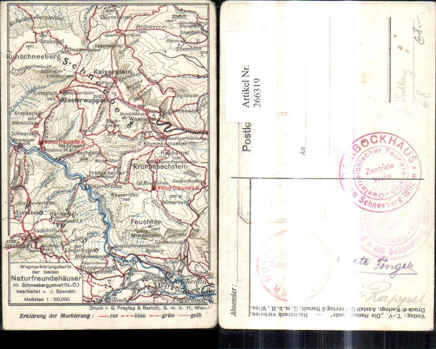 266319,Wegmarkierungskarte Naturfreundehäuser i. Schneeberggebiet Puchberg a. Schneeberg
