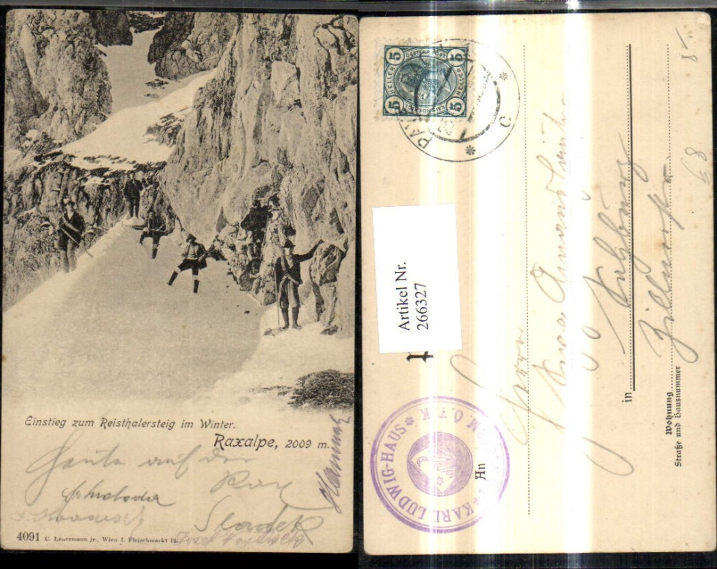 266327,Raxalpe Eintstieg z. Reissthalersteig Reißthalersteig i. Winter Prein an der Rax