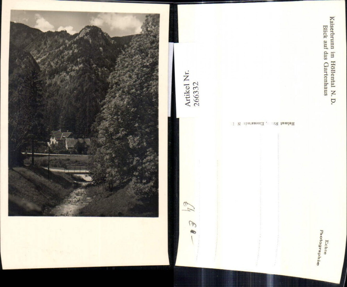266332,Foto Ak Kaiserbrunn i. Höllental Blick a. d. Gartenhaus