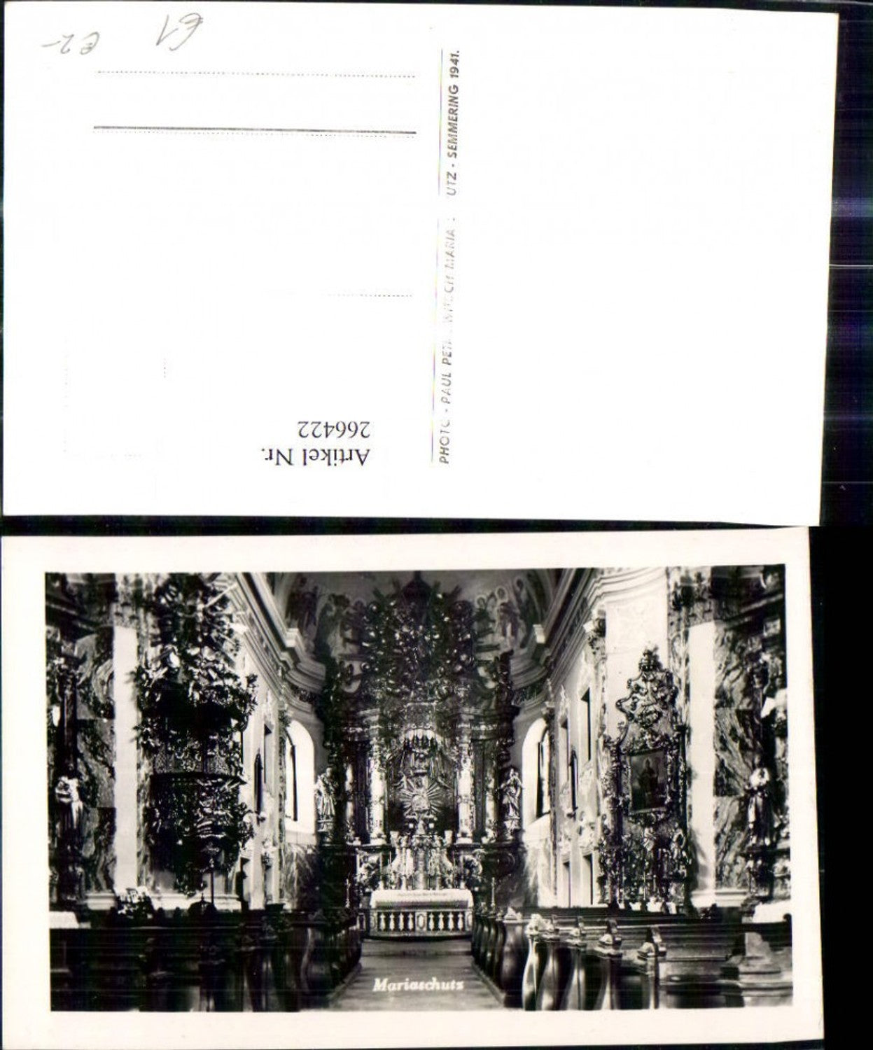266422,Foto Ak Maria Schutz Mariaschutz Kirche Innenansicht Semmering