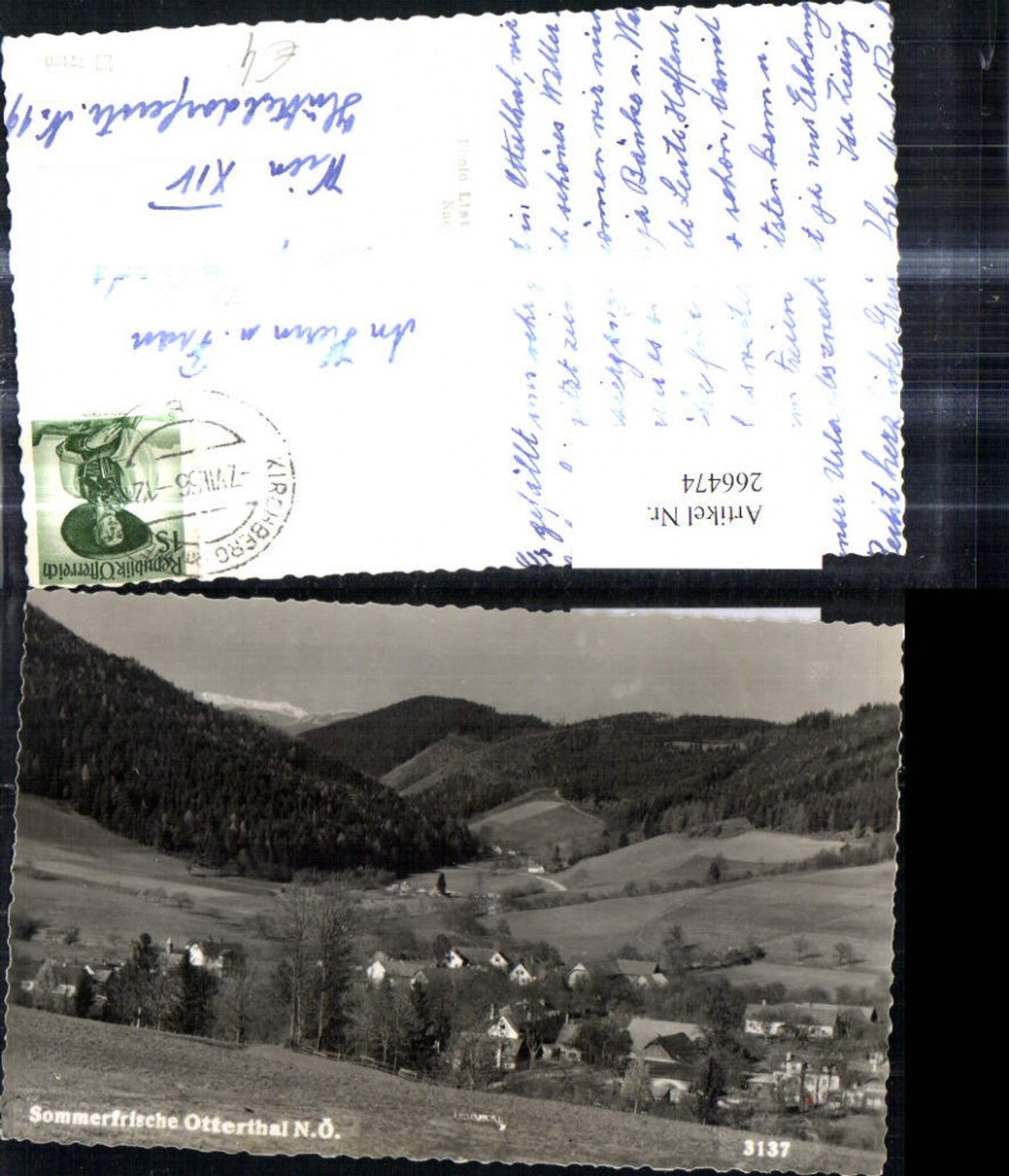 266474,Foto Ak Puchberg a. Schneeberg Ansicht See Springbrunnen Ruderboot Boot