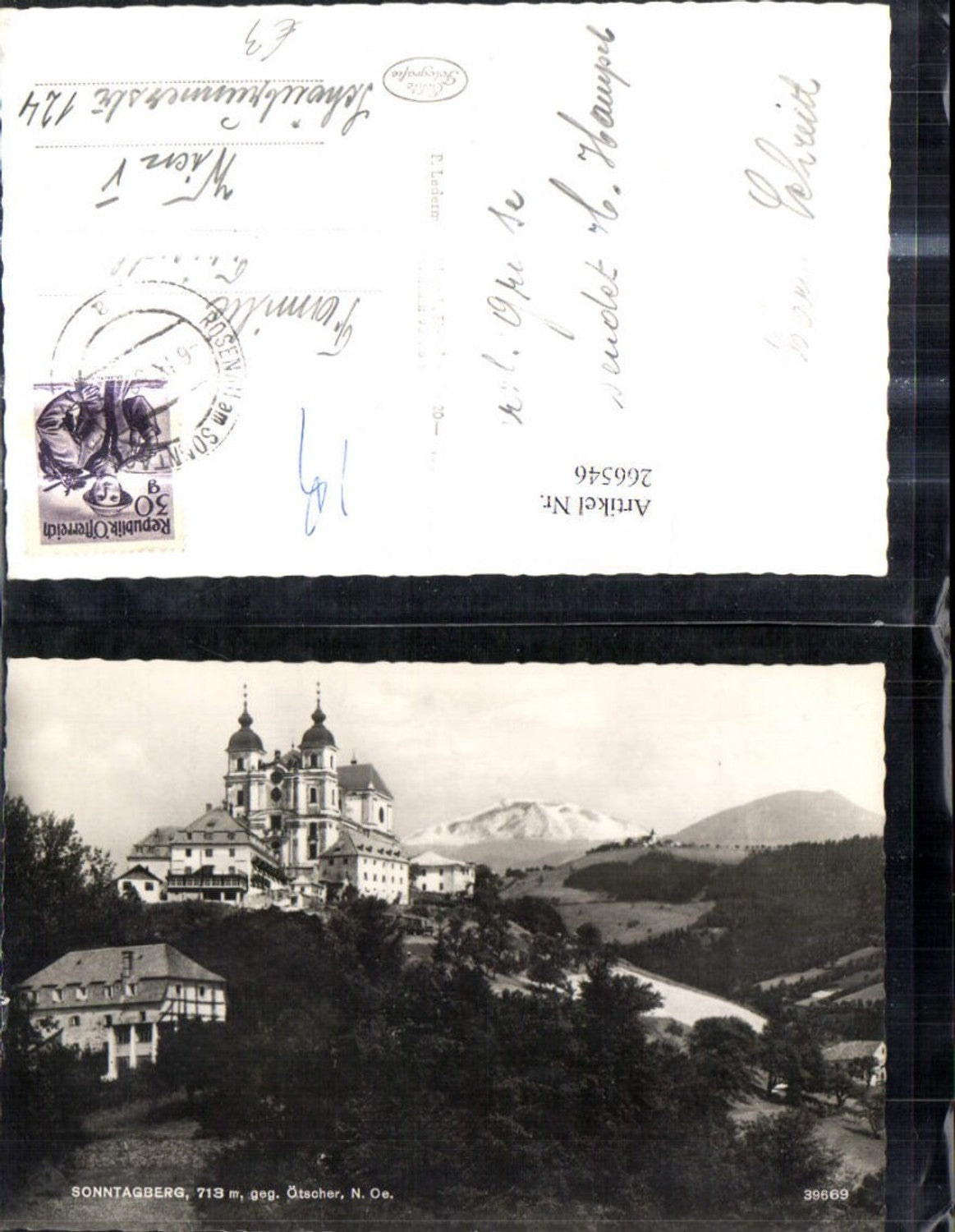 266546,Foto Ak Sonntagberg geg. Ötscher Kirche