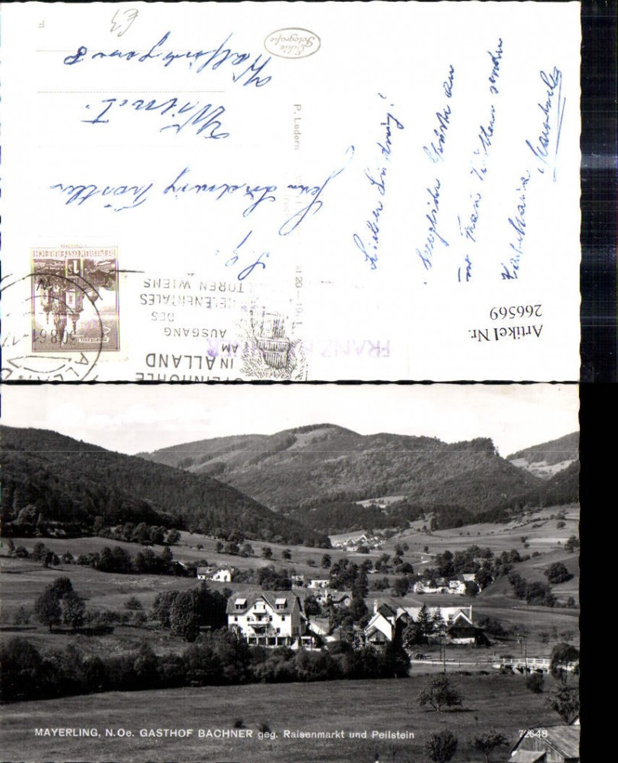 266569, Photo Ak Mayerling Gasthof Bachner opposite Raisenmarkt and Peilstein