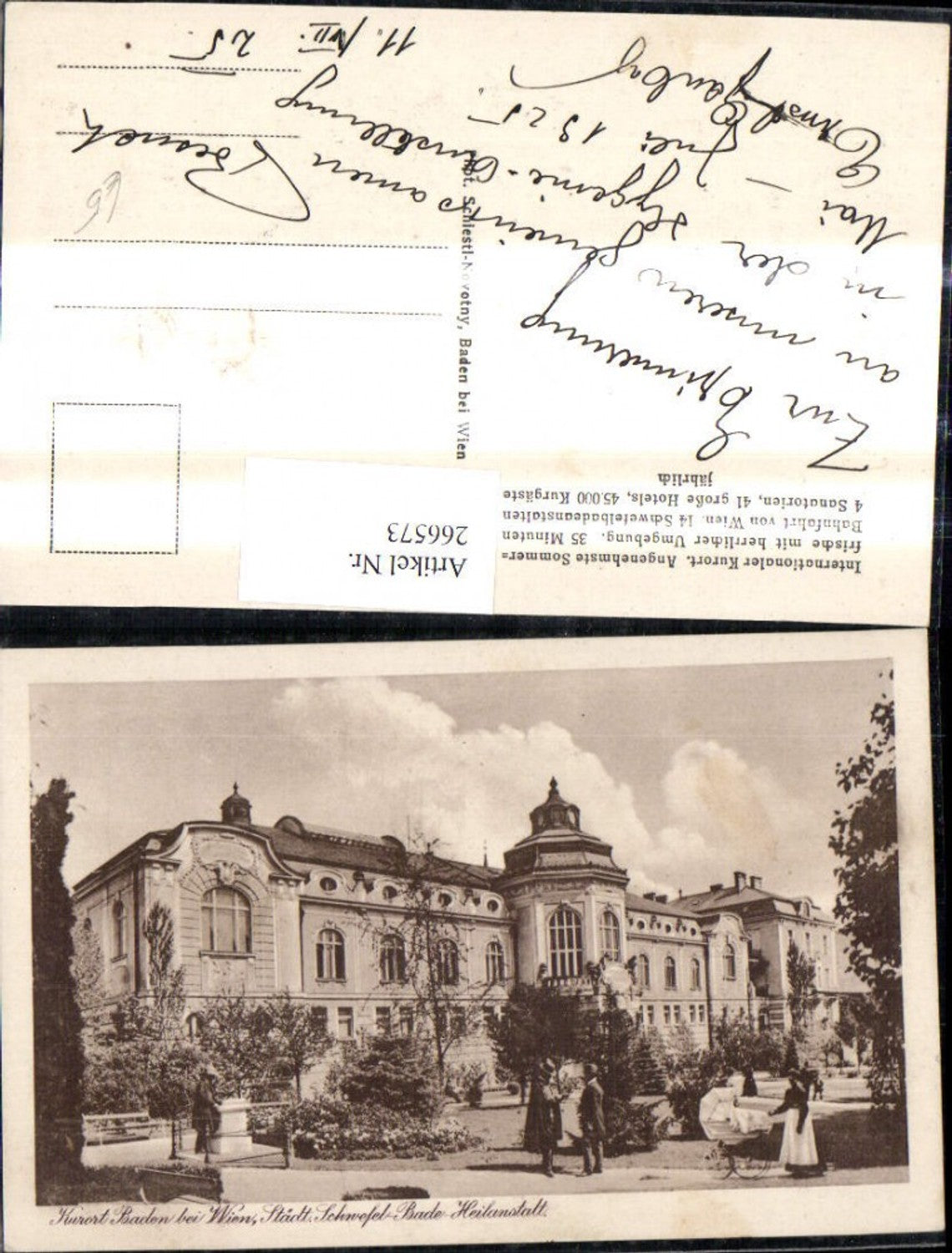 266573,Baden b. Wien Städt. Schwefel Bade Heilanstalt