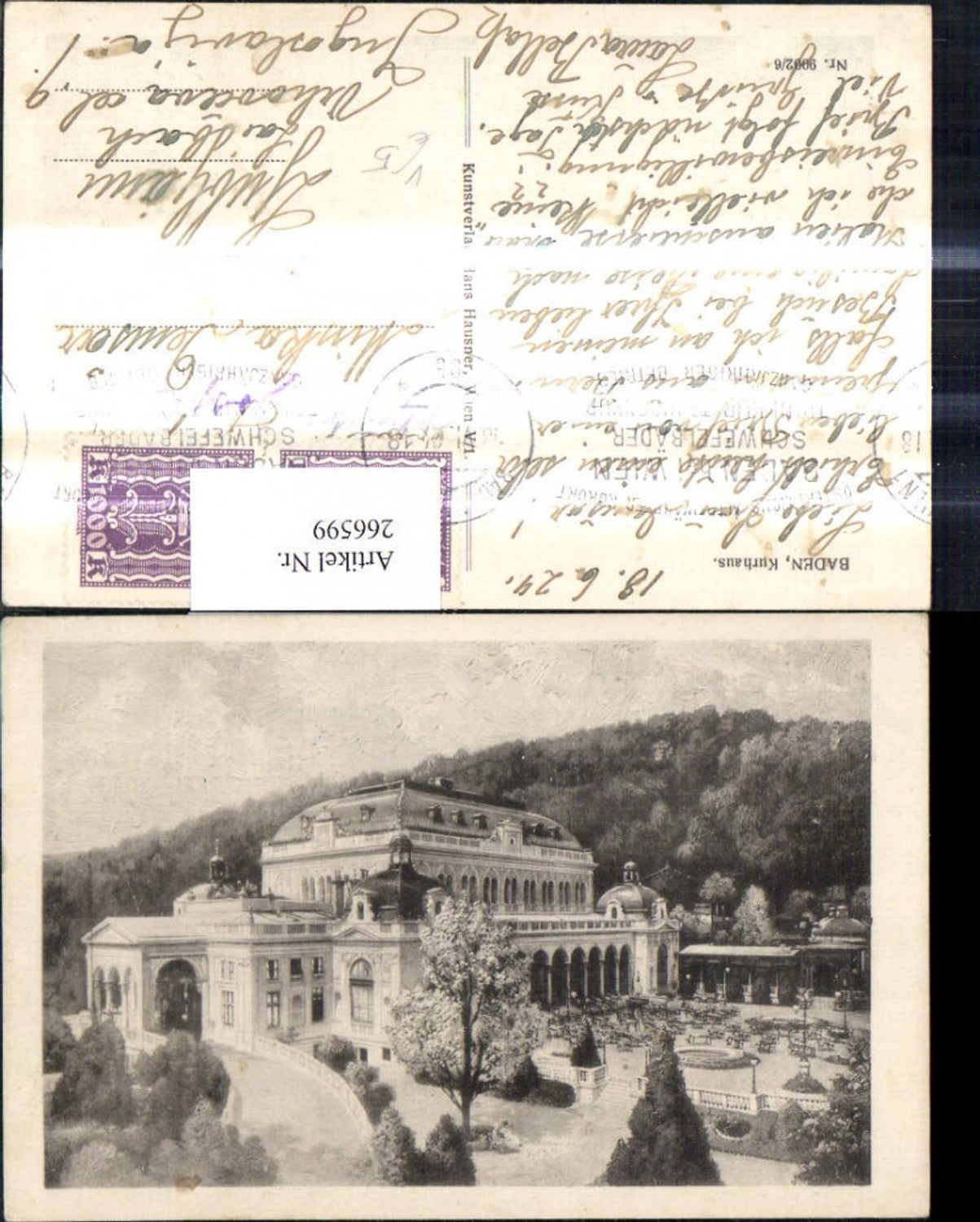 266599,Künstler Ak Baden Kurhaus pub Hans Hausner