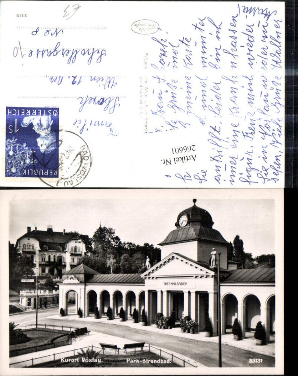 266601,Foto Ak Vöslau Park Strandbad Thermalbäder
