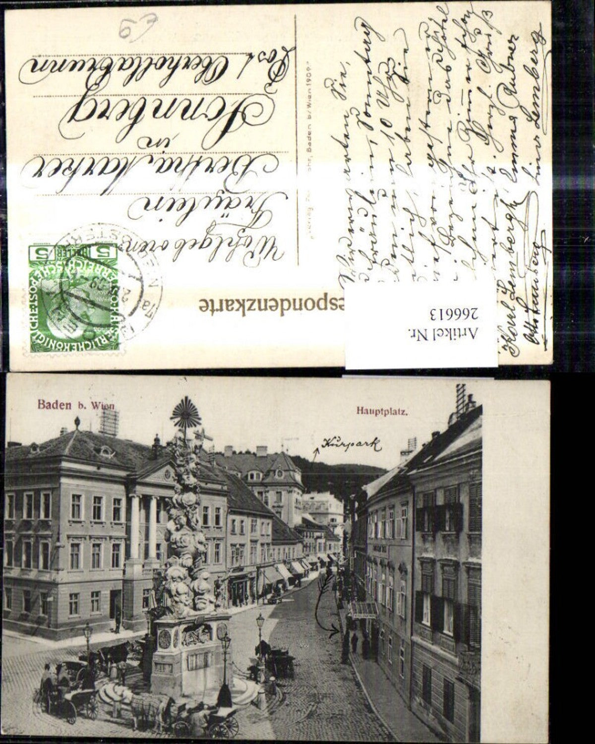 266613,Baden b. Wien Hauptplatz Kutschen