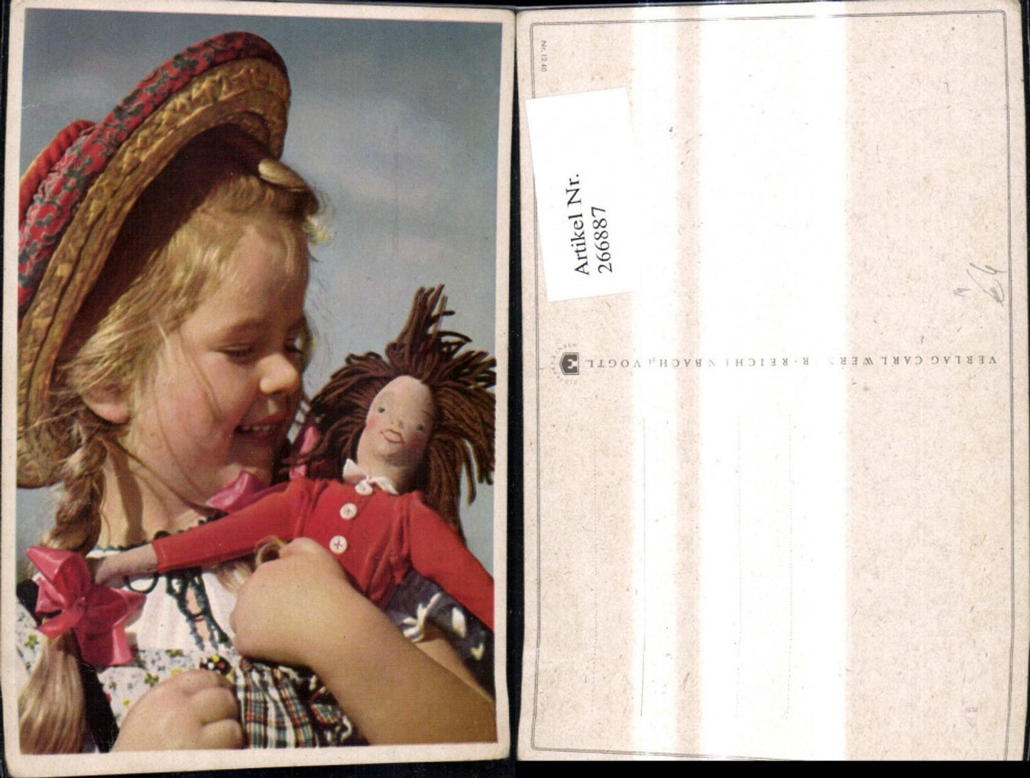266887,Kinder Kind Blondes Mädchen m. Hut Puppe Spielzeug