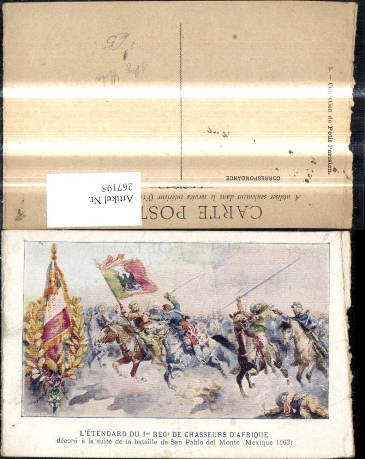 267195,Künstler Litho L Etendard du 1er Reg de Chasseurs d Afique Afrika San Pablo del Monte