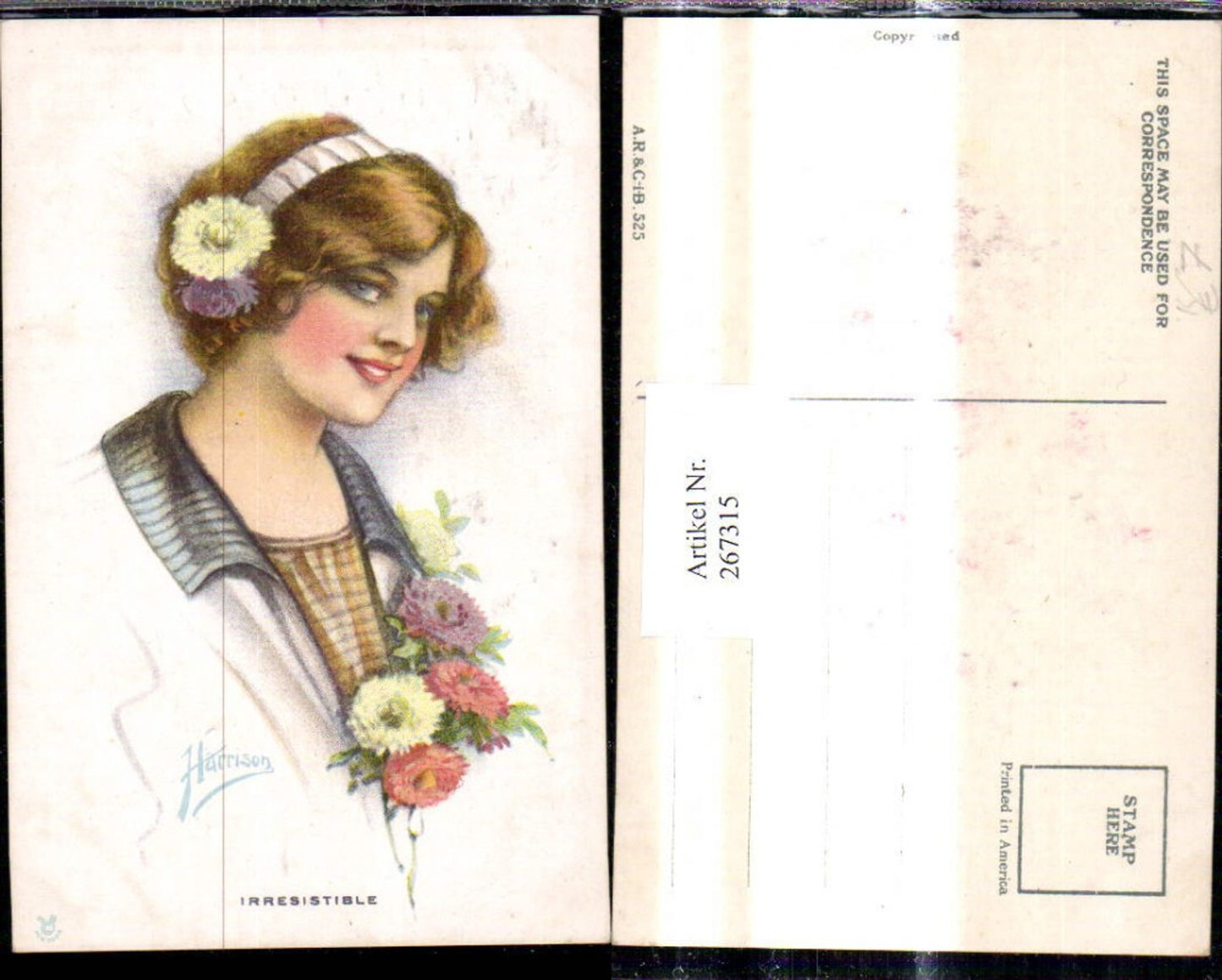 267315,Künstler Ak Harrison Frau Haarband Blumen Irresistible