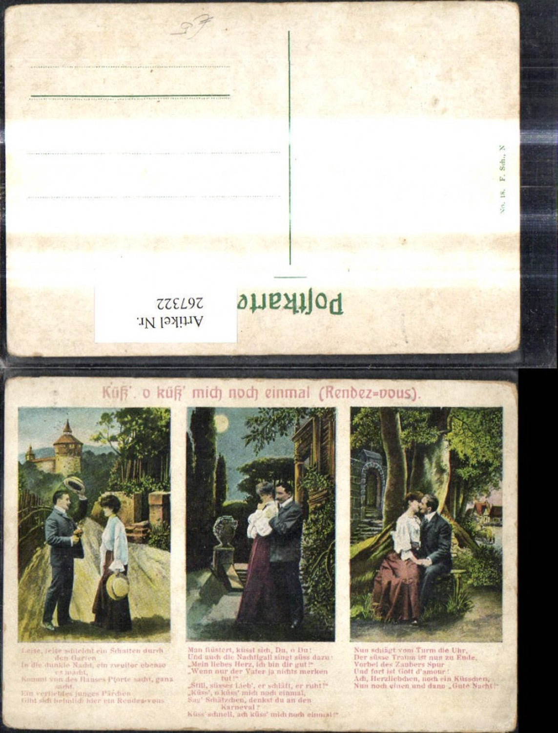 267322,Mehrbild Ak Liebe Paar Kuss Umarmung Spruch Text Rendezvous