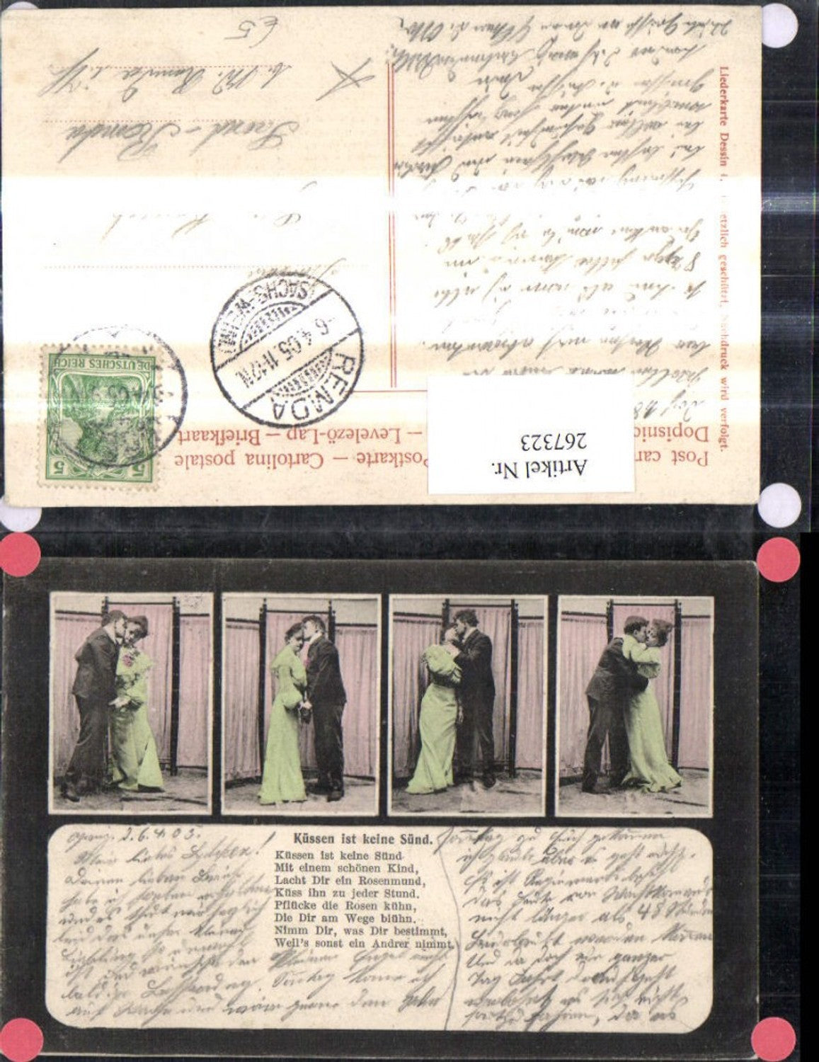 267323,Mehrbild Ak Liebe Paar Kuss Umarmung Spruch Text