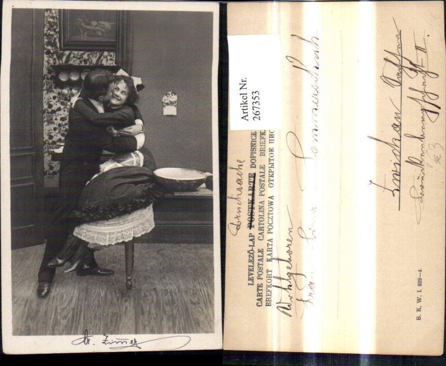 267353,Liebe Paar Wangenkuss Dienstmädchen pub B.K.W. I. Brüder Kohn 622/4