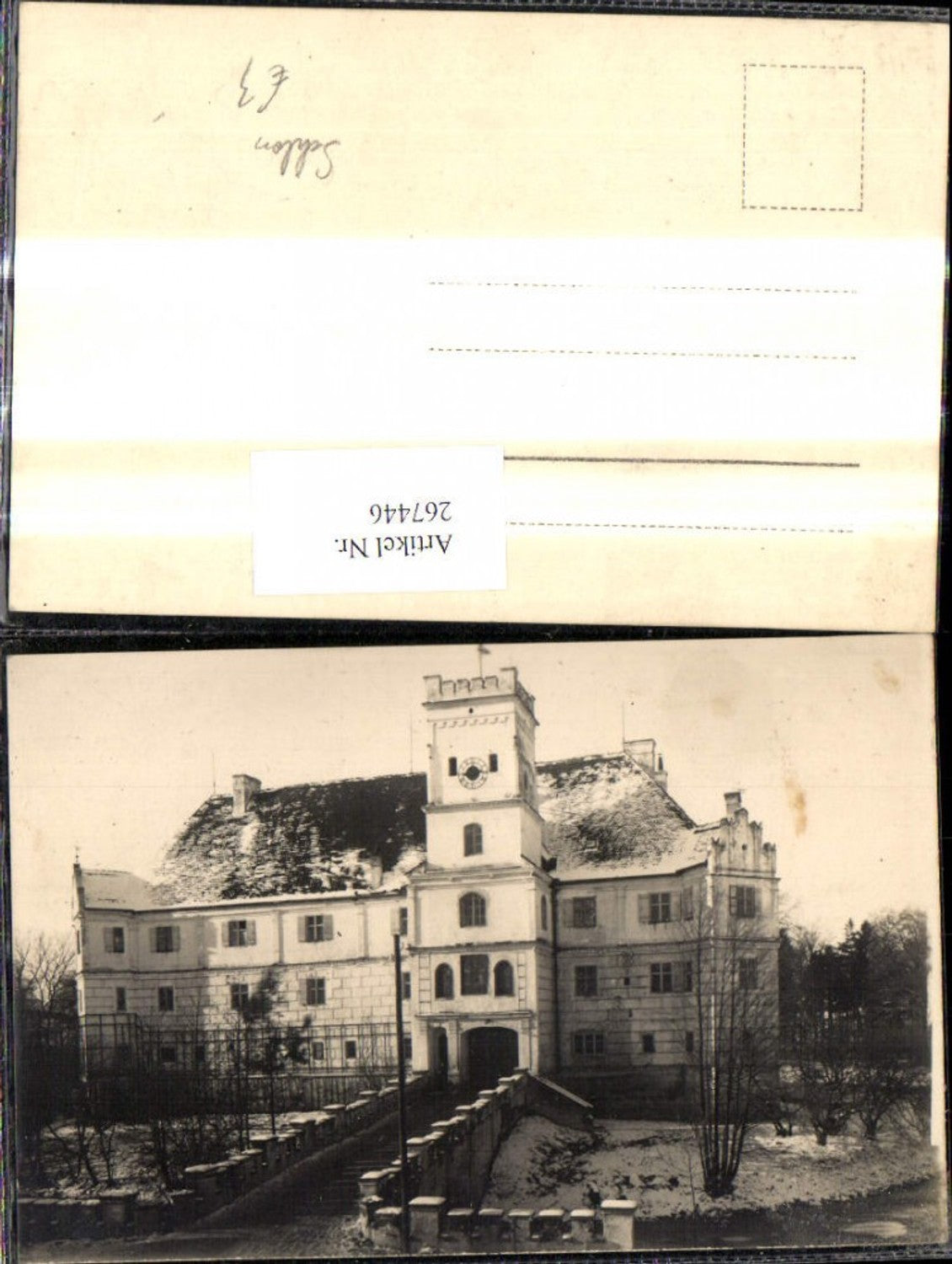 267446,Foto Ak Schloss Burg Vorderansicht i. Winter