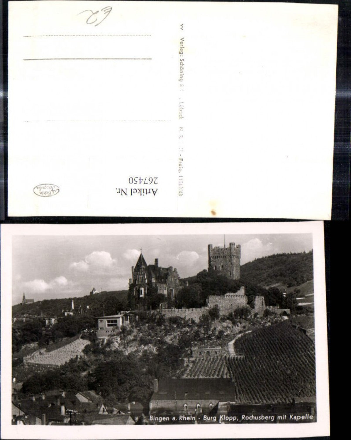 267450,Foto Ak Bingen a. Rhein Burg Klopp Rochusberg m. Kapelle Schloss Burg