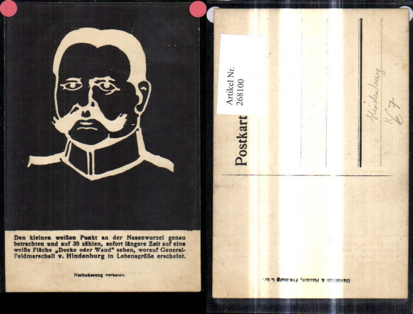 268100,Künstler Ak Politiker Portrait Hindenburg Generalfeldmarschall Text