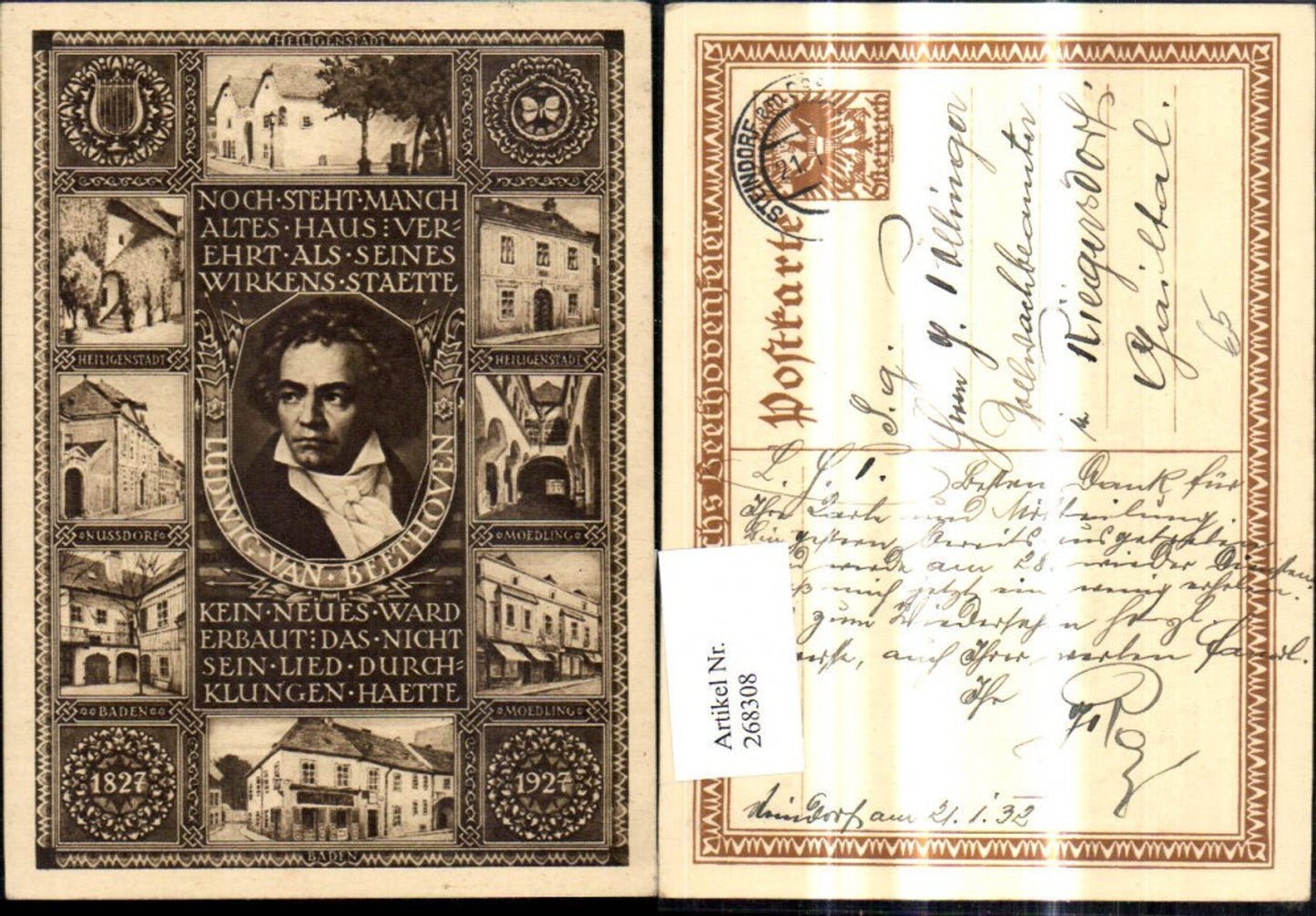 268308,Mehrbild Ak Komponist Ludwig van Beethoven Heiligenstadt Mödling Häuser
