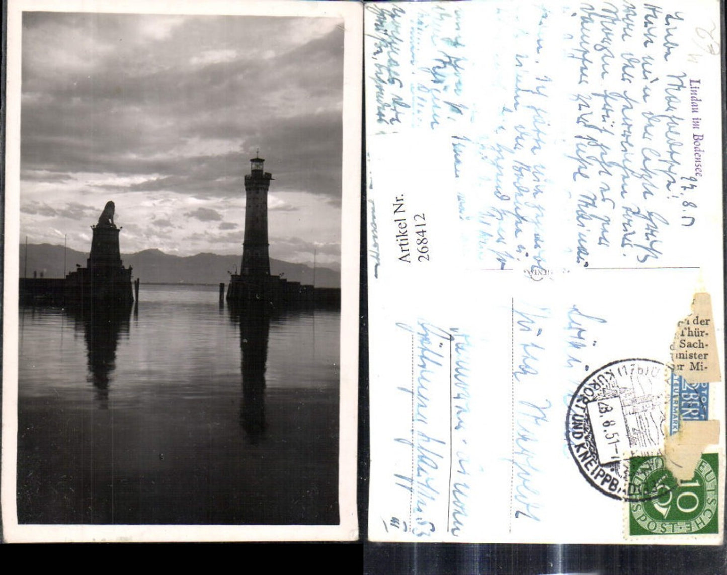 268412,Foto Ak Lindau i. Bodensee Leuchtturm Löwendenkmal Hafen