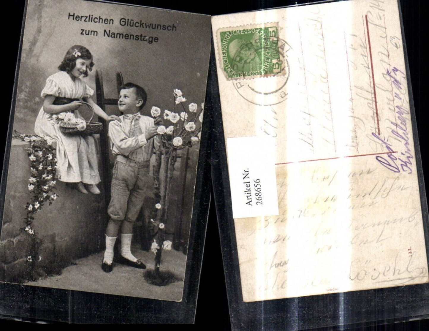 268656,Kinder Mädchen Kleid Haarschleife Korb Rosen Bub Junge Rosenstrauch Namenstag