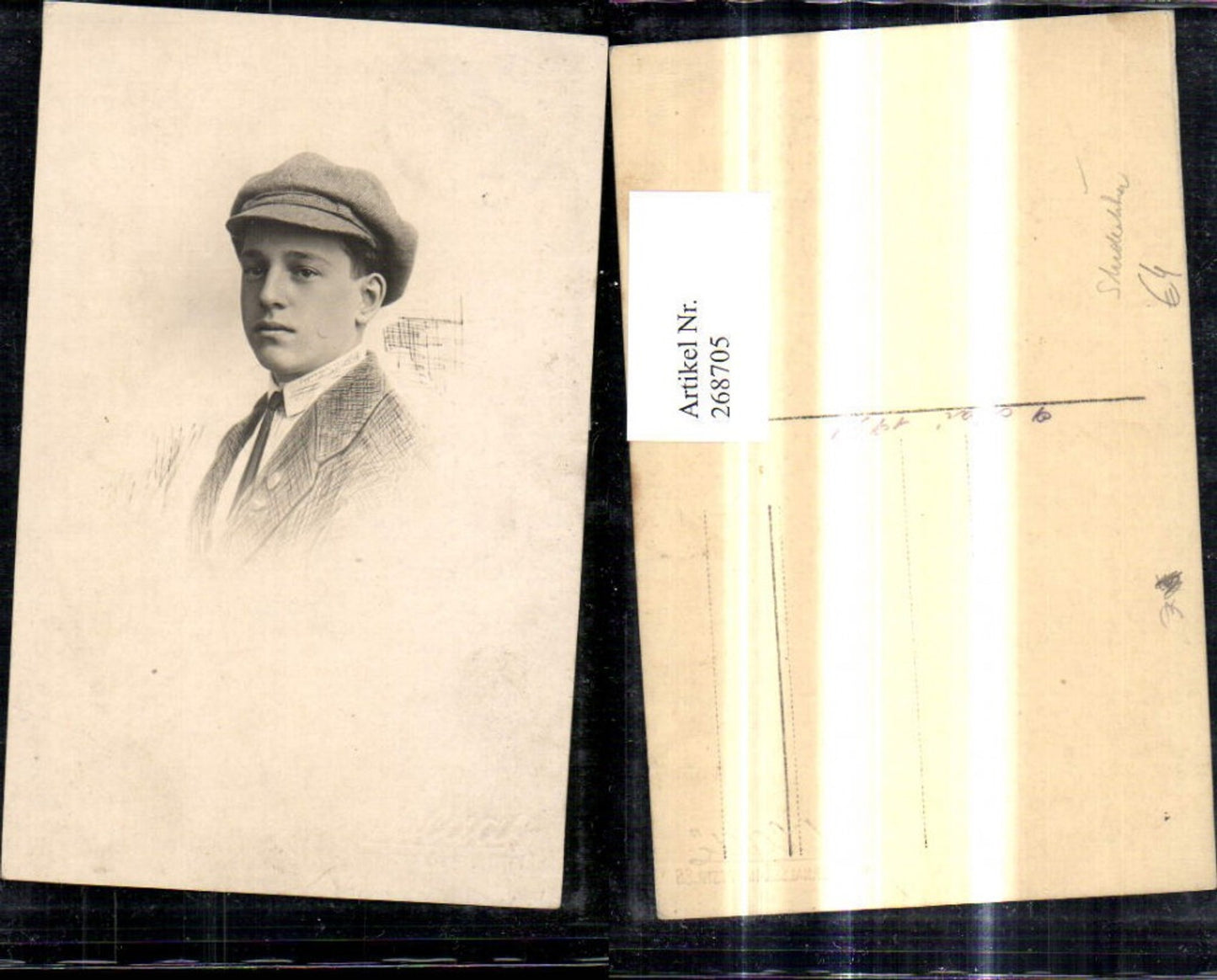268705,Künstler Ak Mann Student Studentika Portrait