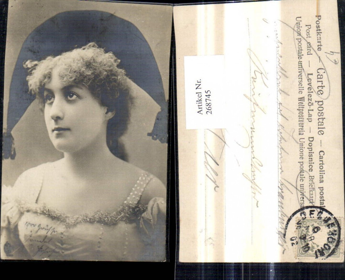 268745,Foto Ak Frau Hut