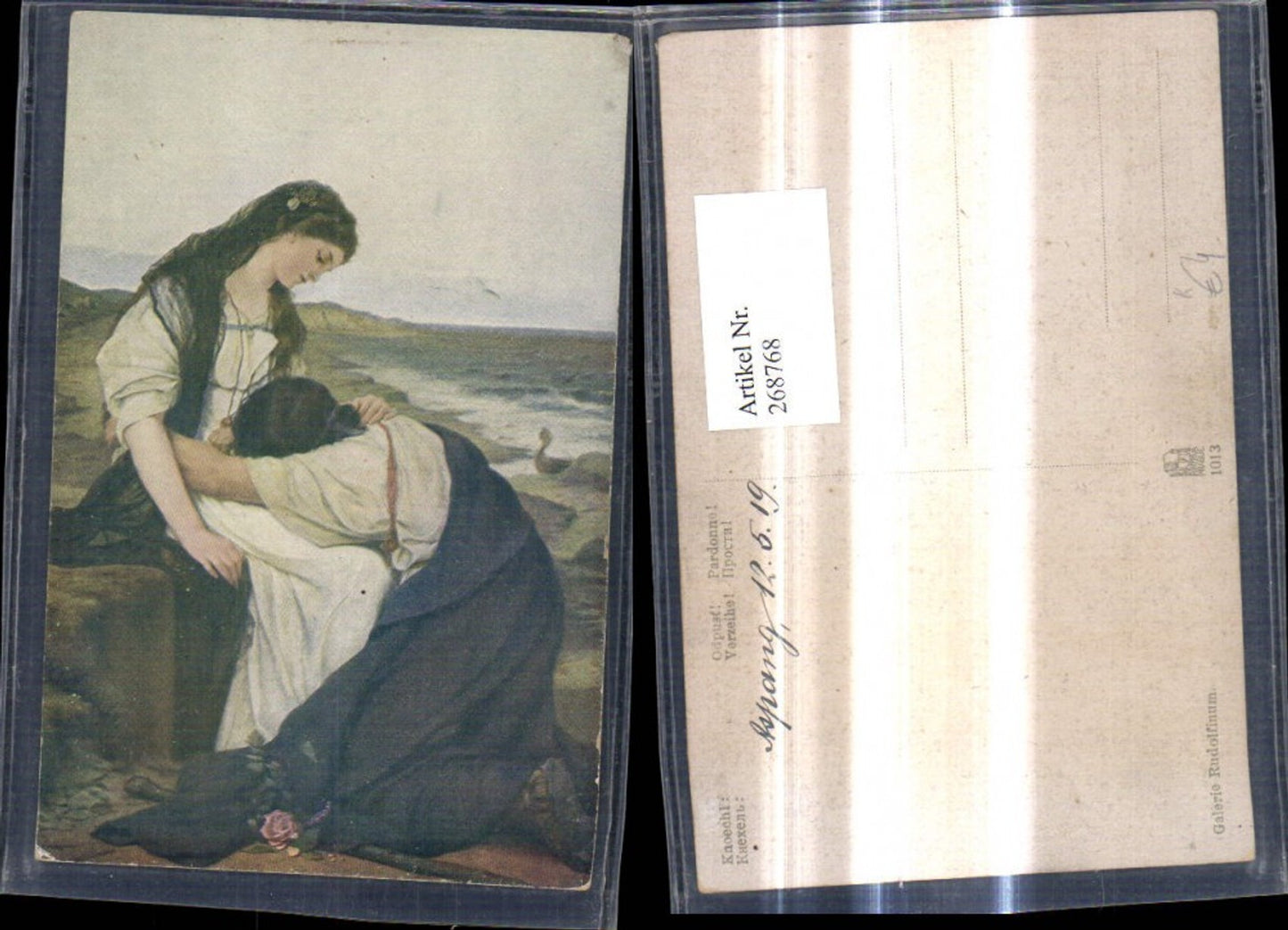 268768,Künstler Ak Knoechl Verzeihe Frauen Küste Strand