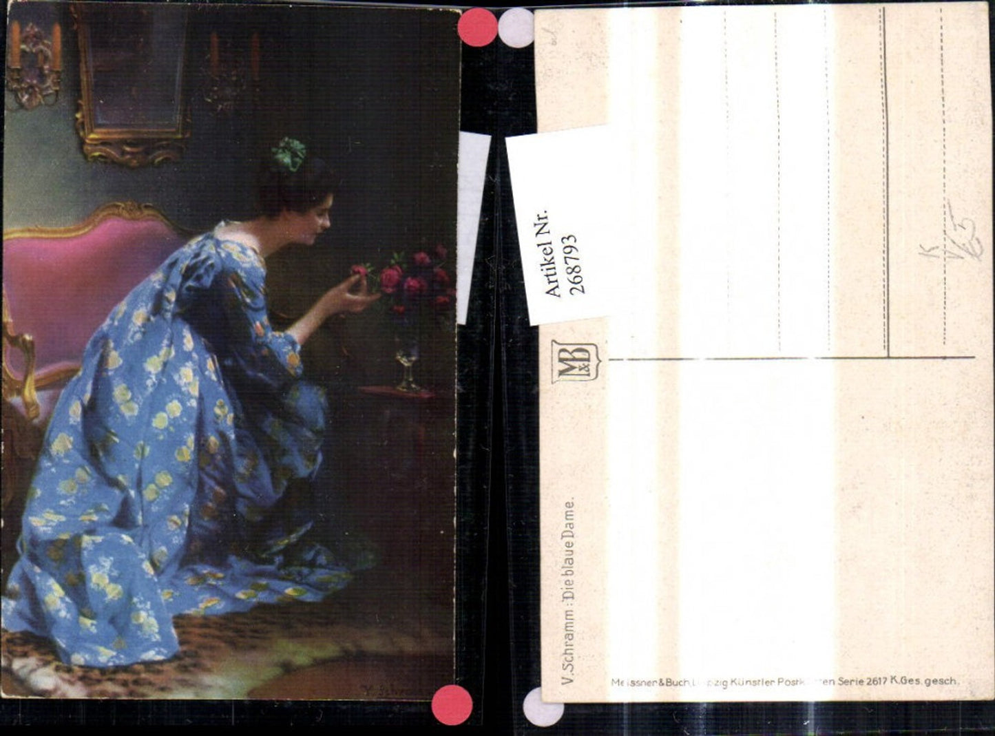 268793,Künstler Ak V. Schramm Die Blaue Dame Frau pub Meissner & Buch 2617