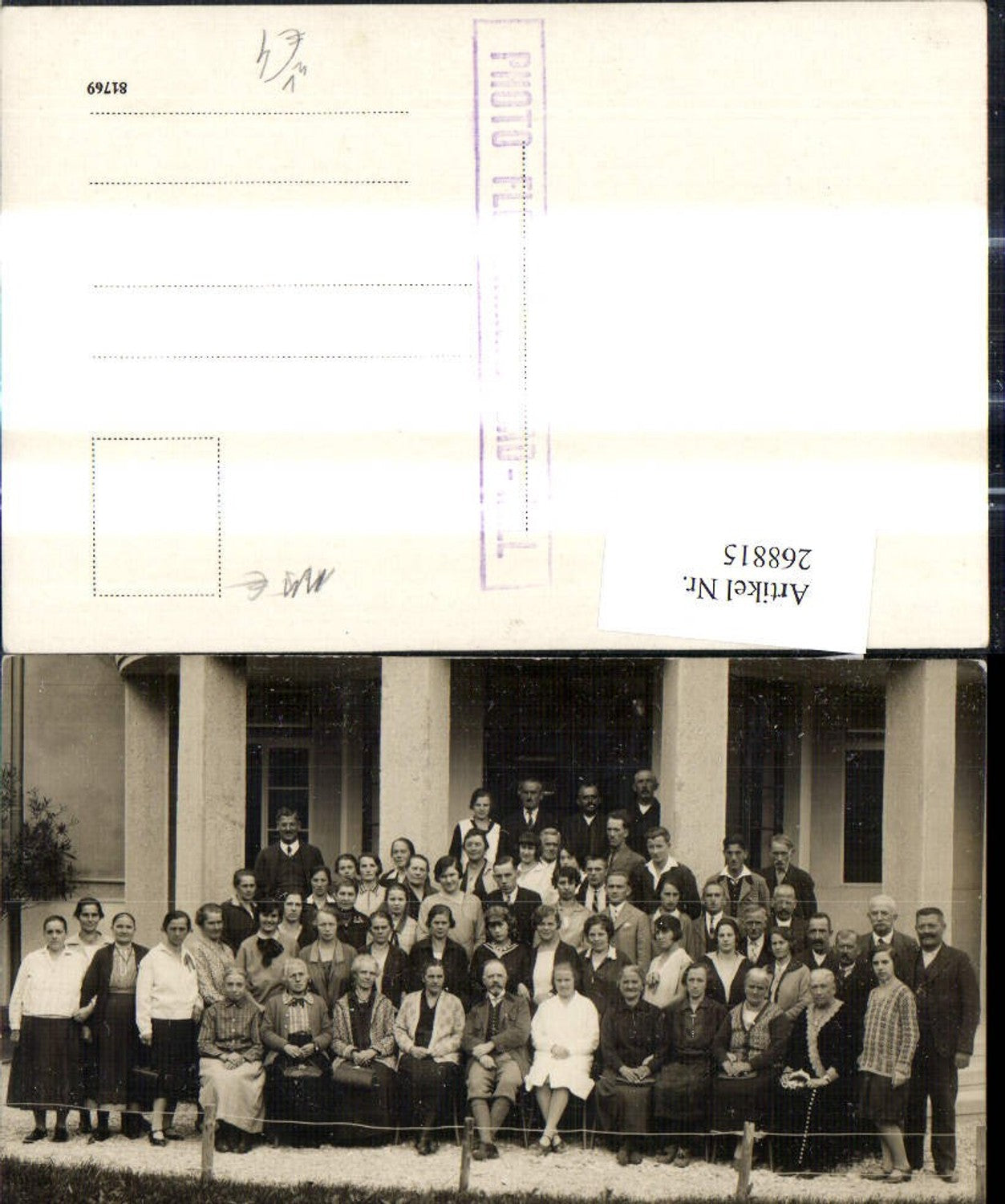 268815,Foto Ak Frauen Männer Gruppenbild v. Haus Gebäude pub Fleischmann Bad Hall