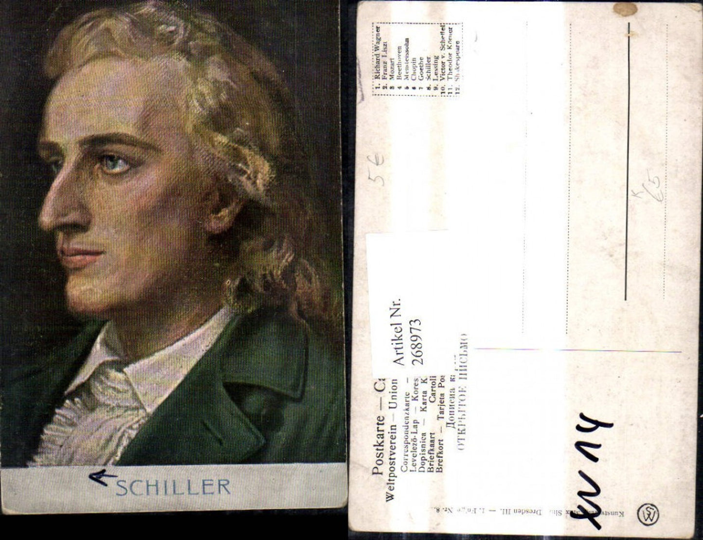 268973,Künstler Ak Friedrich Schiller Dichter Kunst Wissenschaft