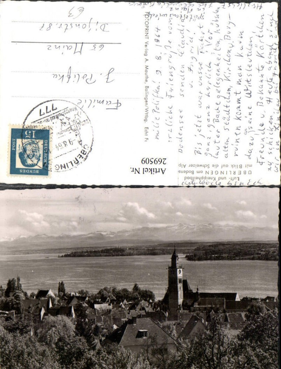 269509, Überlingen on Lake Constance, panoramic view with a view towards the Swiss Alps
