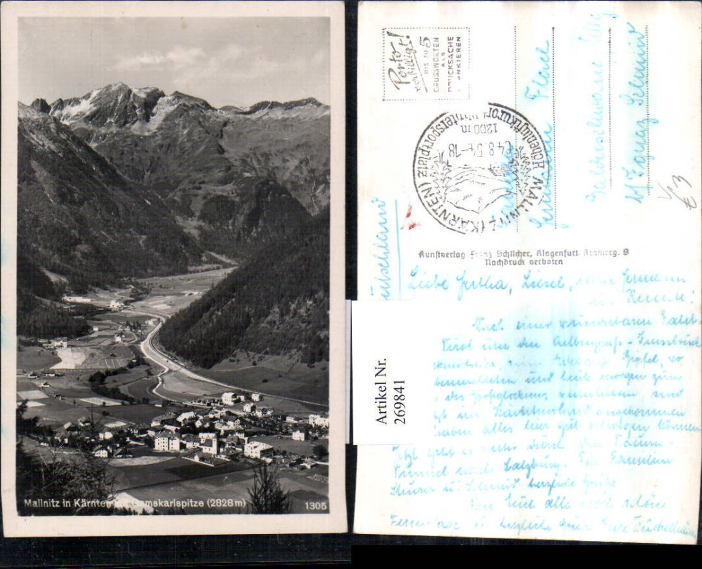 269841, Mallnitz Totale m. Gamskarlspitze mountain scenery pub Franz Schilcher 1305