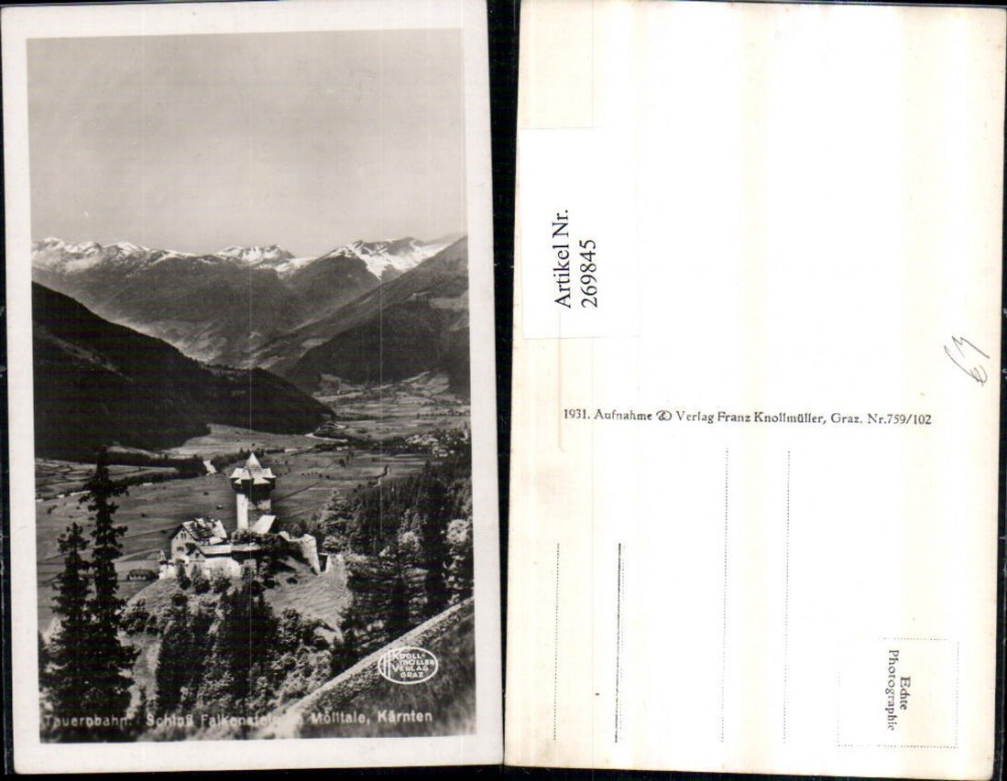 269845,Schloss Burg Falkenstein im Mölltal b. Obervellach Bergkulisse