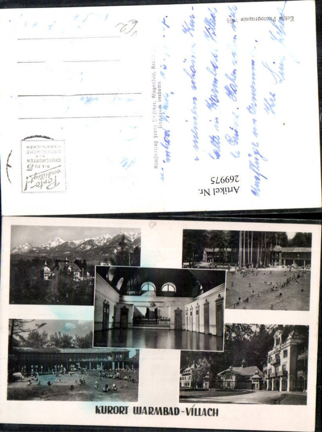 269975,Villach Kurbad Schwimmbad Bergkulisse Mehrbildkarte pub Franz Schilcher 1485