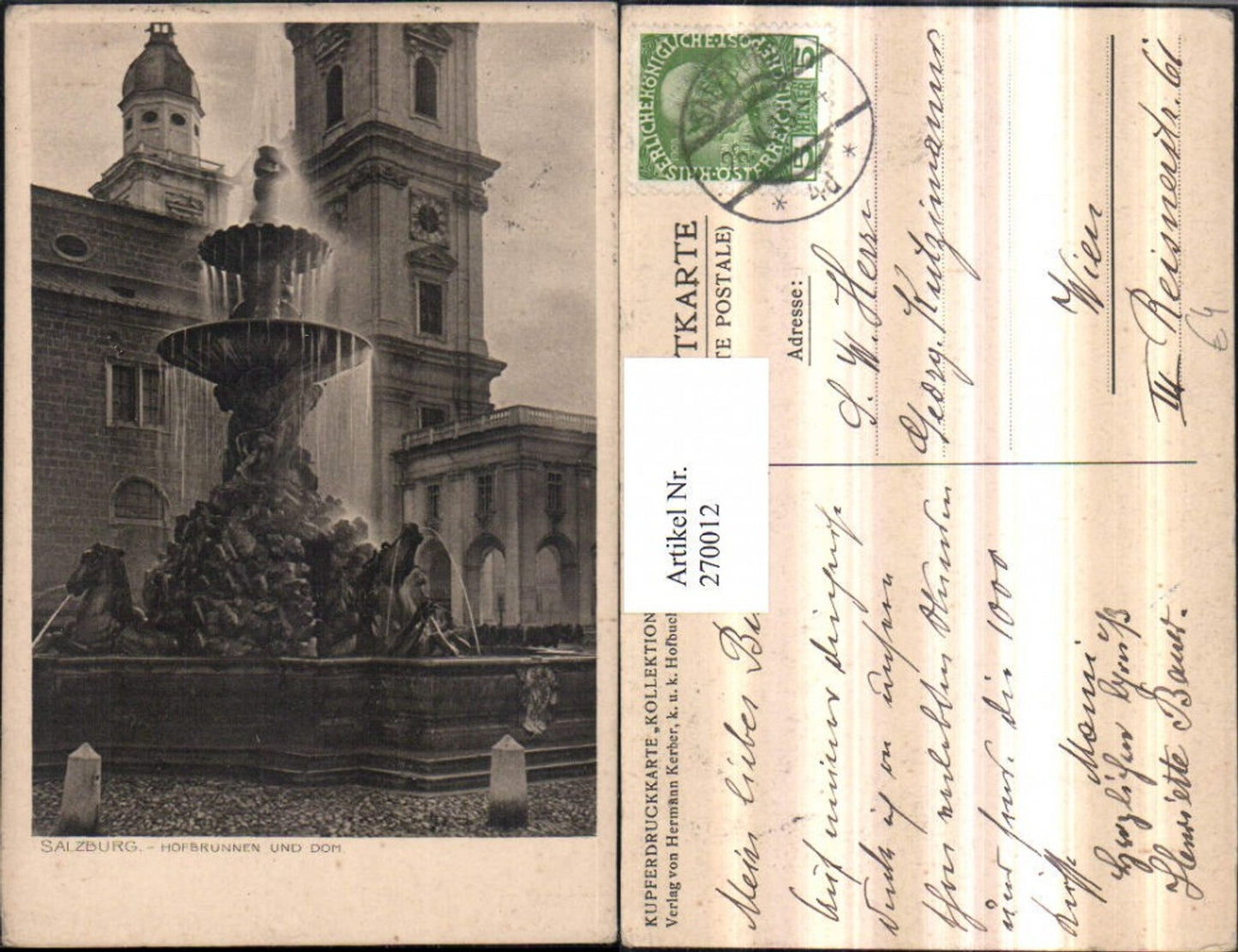 270012,Salzburg Hofbrunnen Brunnen u. Dom