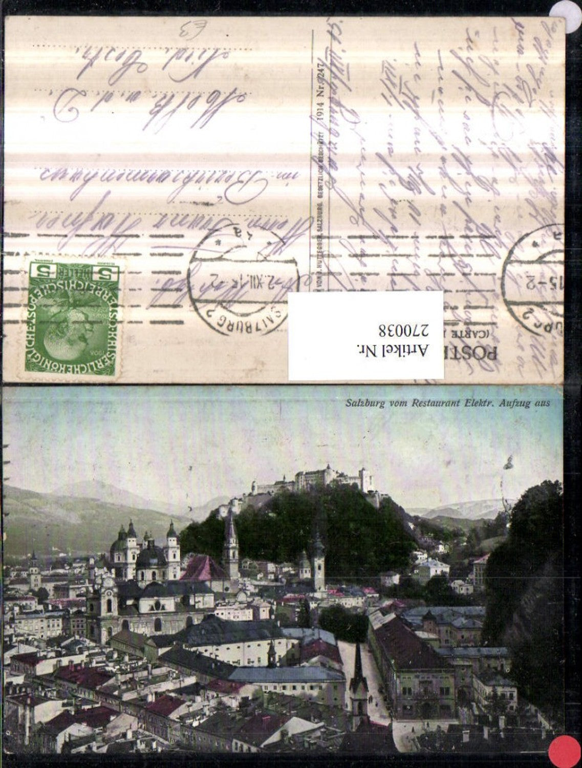 270038,Salzburg Totale vom Restaurant Elektrischer Aufzug aus