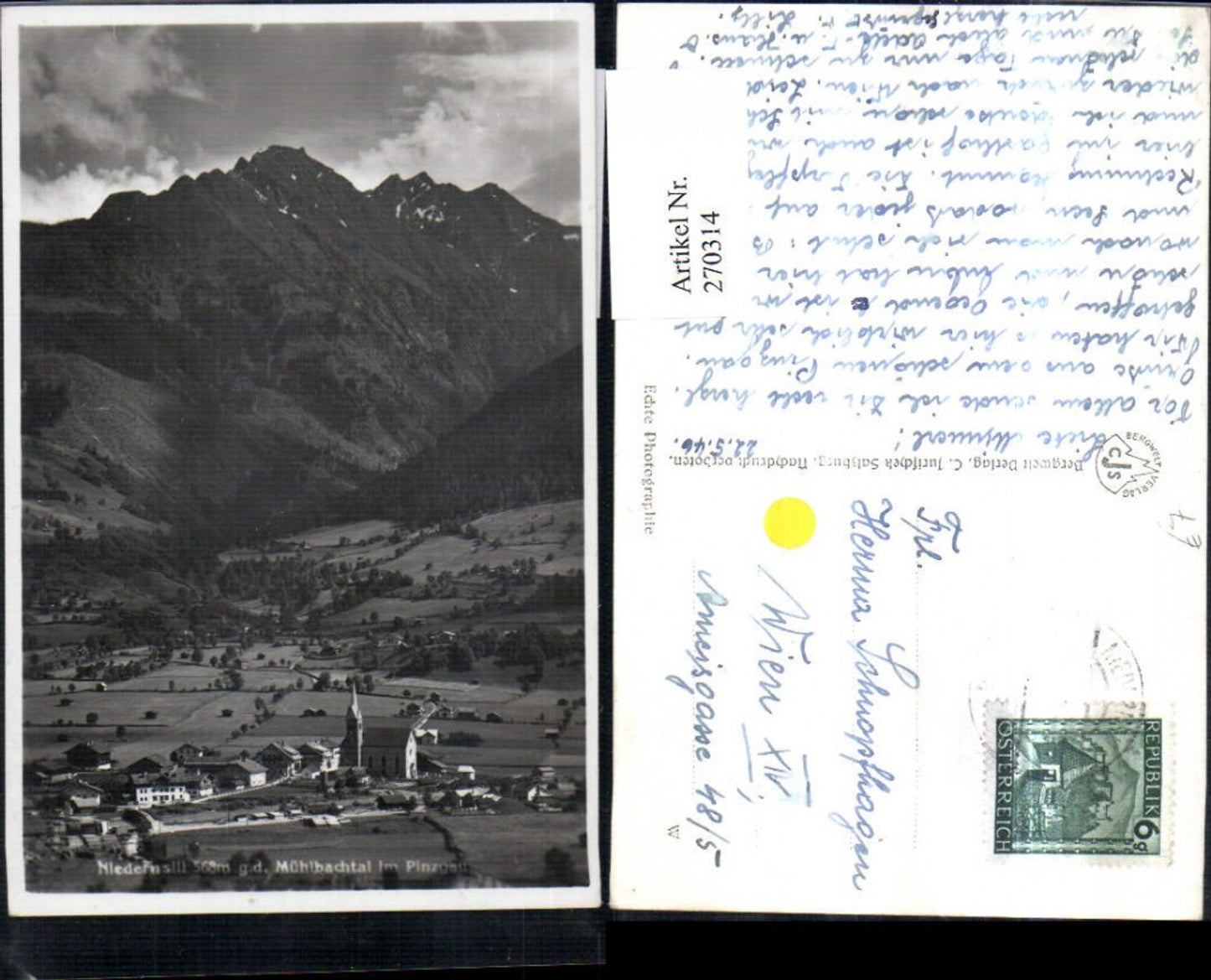 270314,Niedernsill Totale geg. d. Mühlbachtal im Pinzgau Bergkulisse