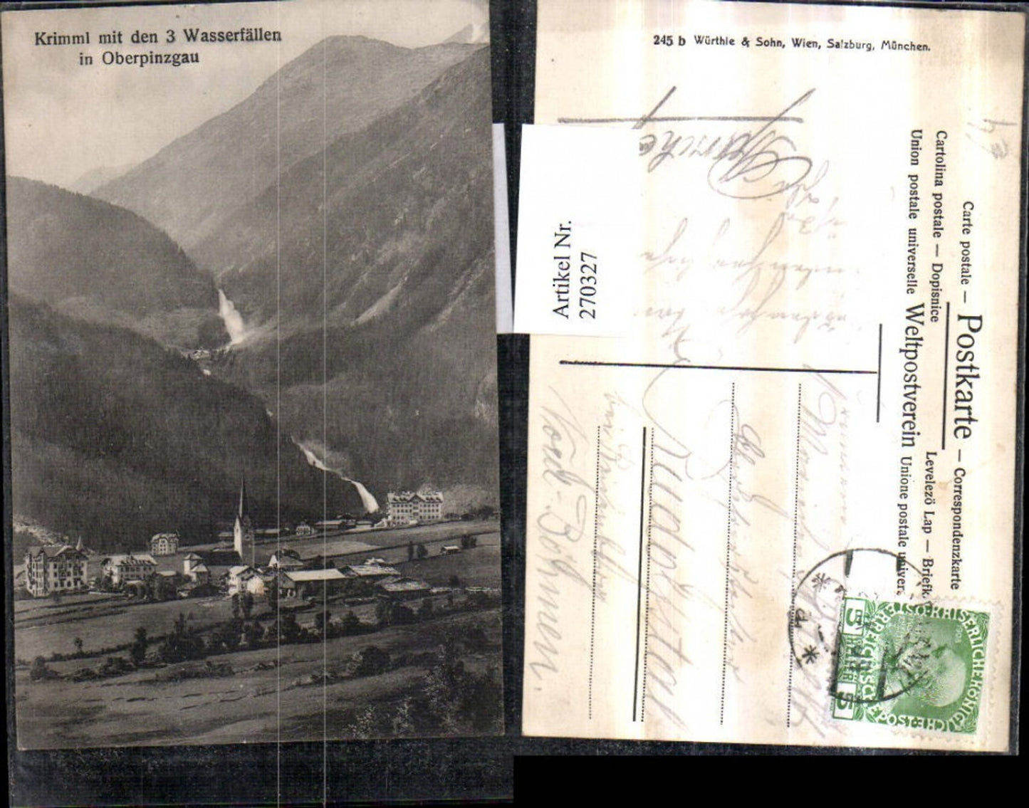 270327,Krimml Totale m. d. 3 Wasserfällen im Oberpinzgau Bergkulisse