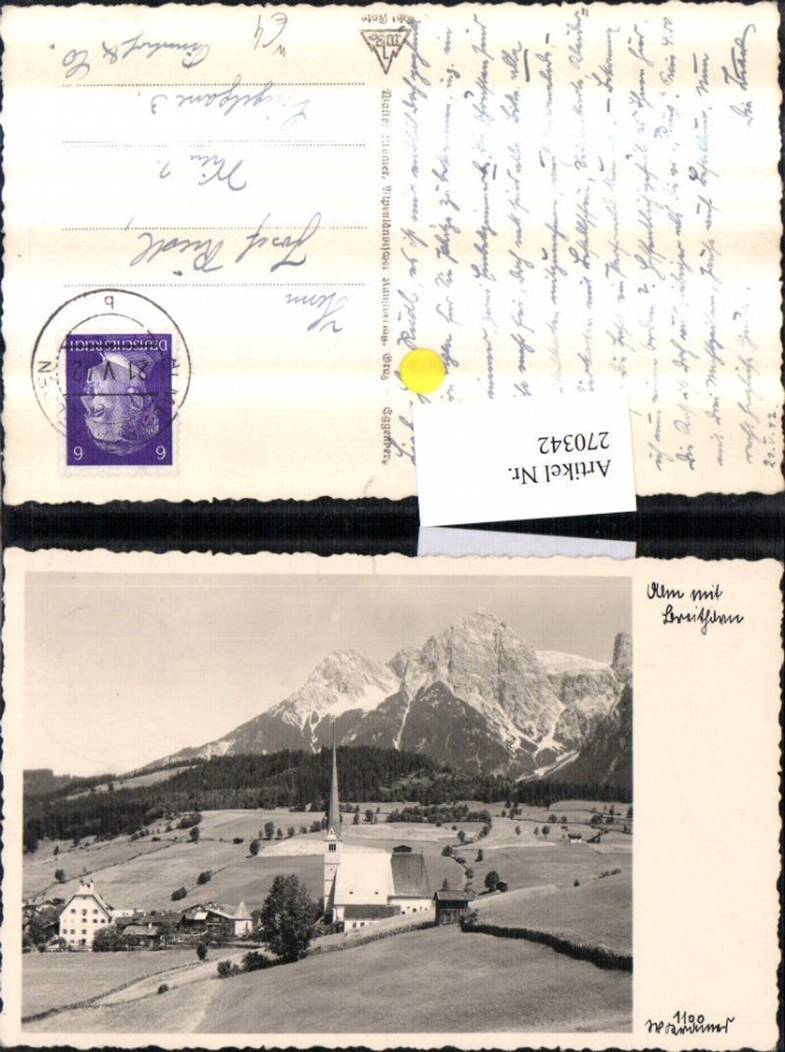 270342,Alm b. Saalfelden Totale Kirche m. Breithorn Bergkulisse