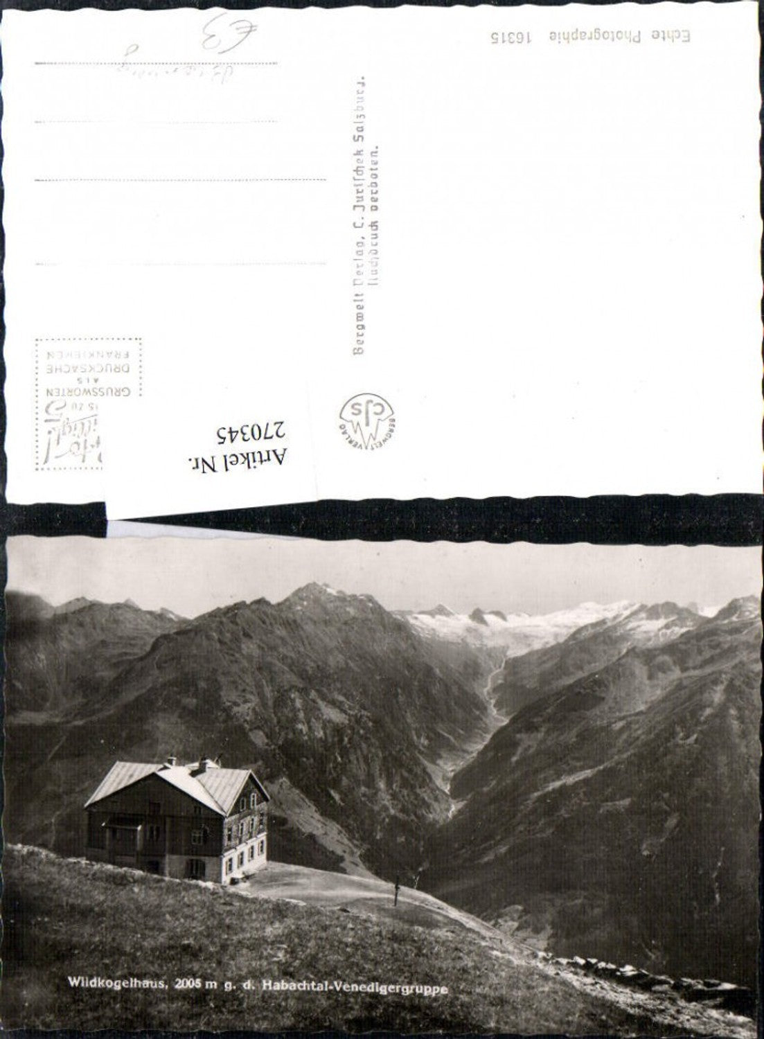 270345,Wildkogelhaus geg. d. Habachtal Venedigergruppe Bergkulisse b. Bramberg