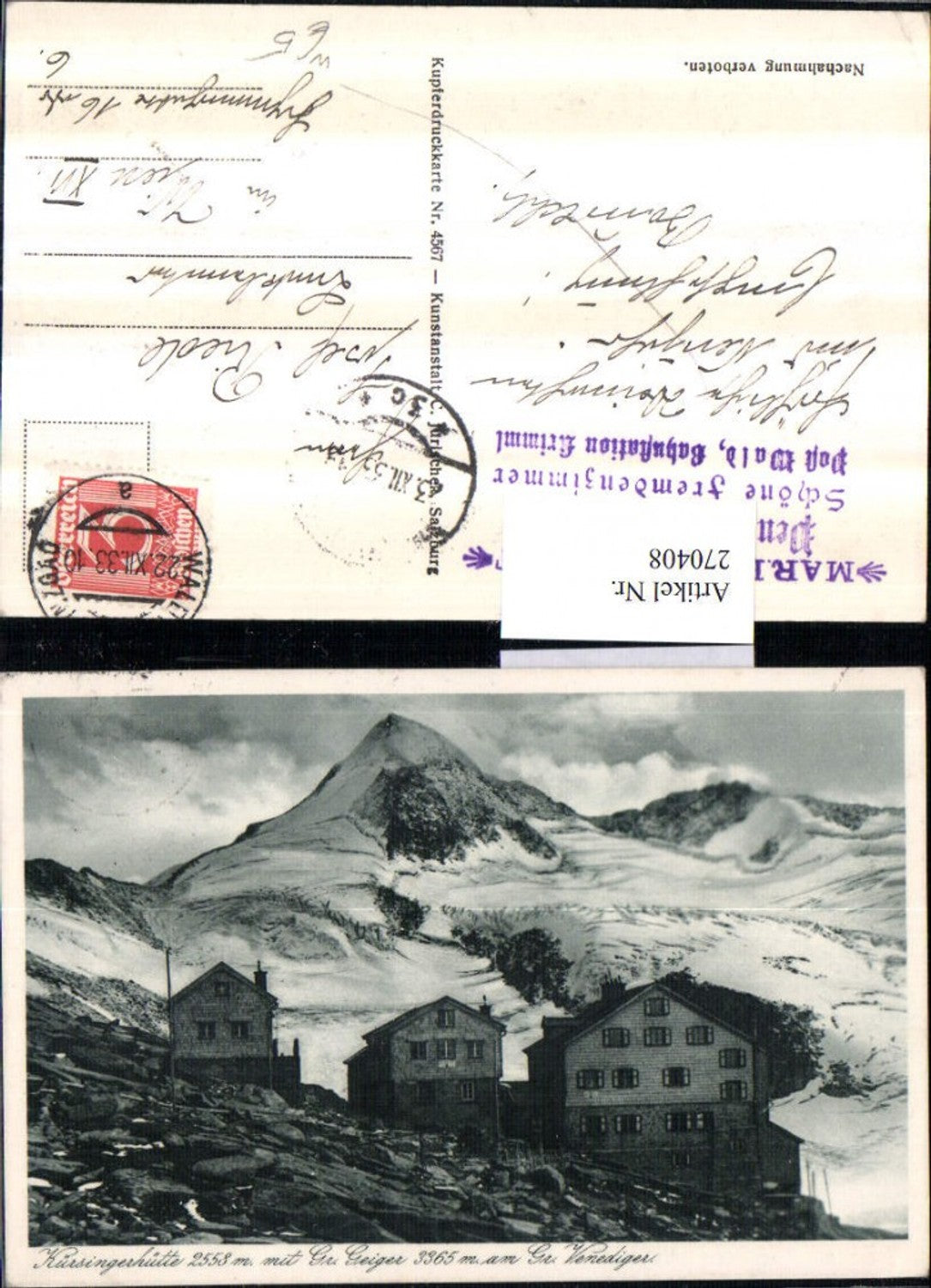 270408,Kürsingerhütte m. Großen Geiger am Großvenediger Bergkulisse b. Wald