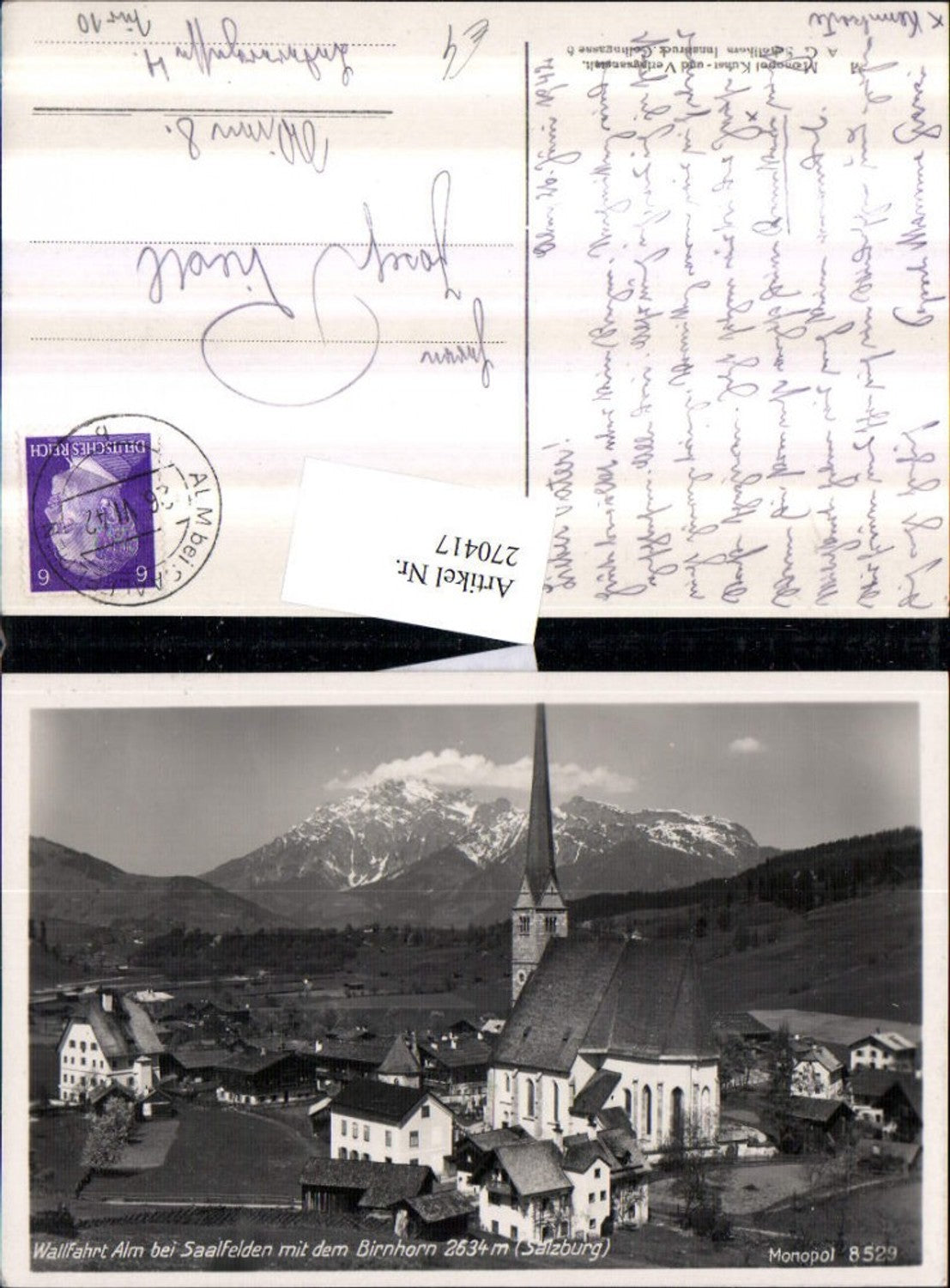270417,Alm b. Saalfelden Totale Kirche m. d. Birnhorn Bergkulisse