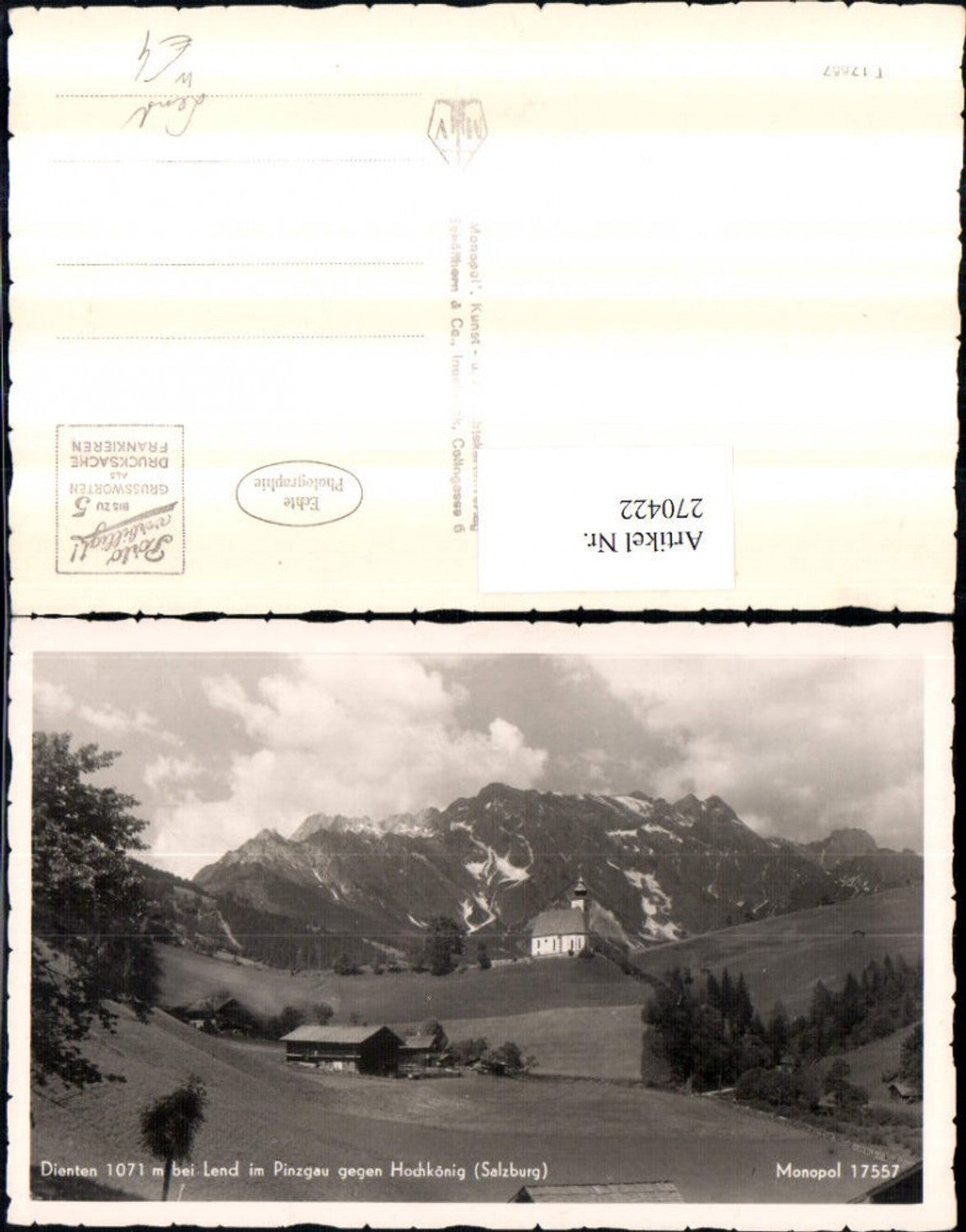 270422,Dienten b. Lend im Pinzgau Kirche geg. Hochkönig Bergkulisse