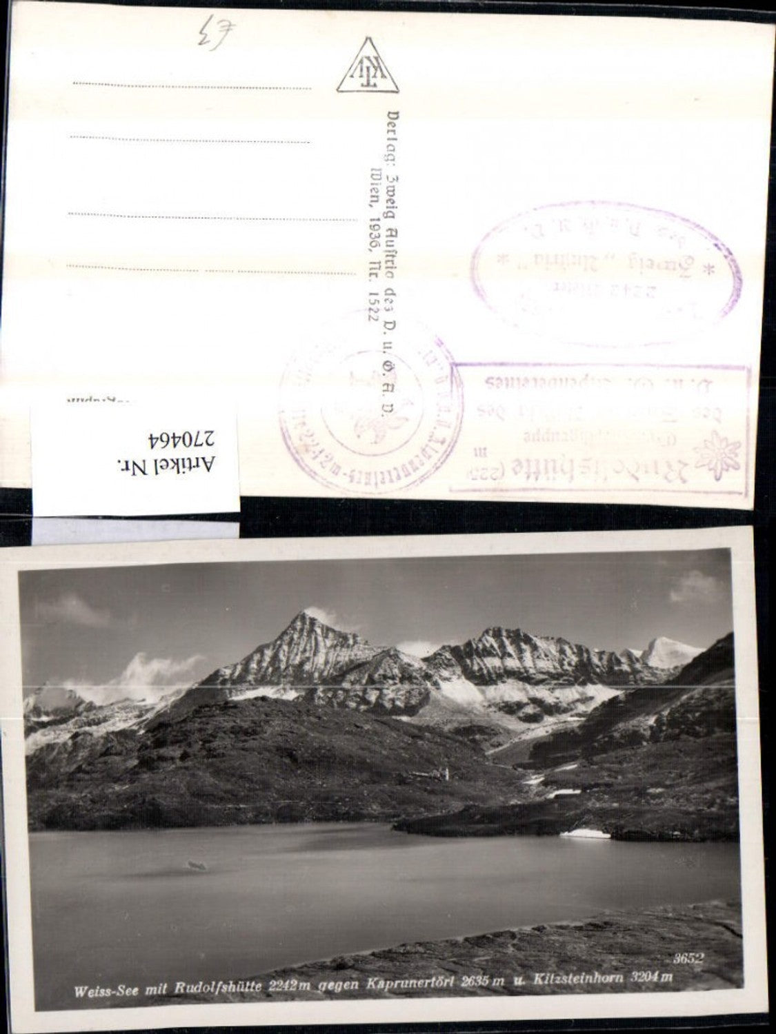 270464,Weißsee m. Rudolfshütte geg. Kaprunertörl u. Kitzsteinhorn Bergkulisse b. Uttendorf