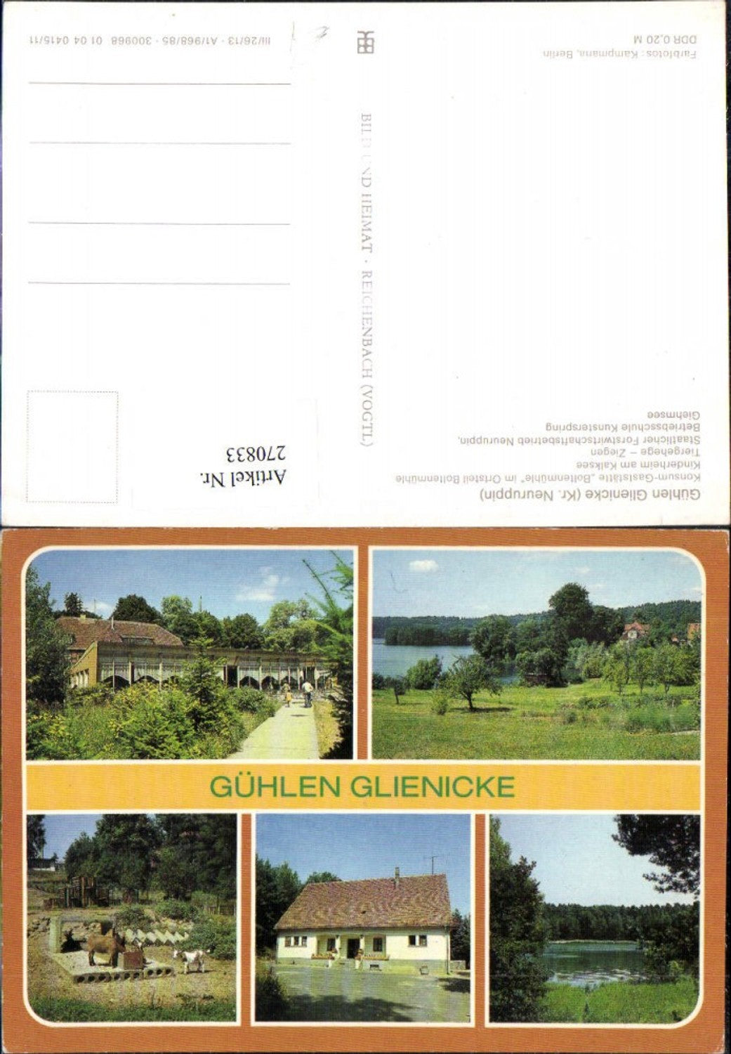 270833,Gühlen Glienicke Gaststätte Boltenmühle Kinderheim Tiergehege Schule See Mehrbildkarte